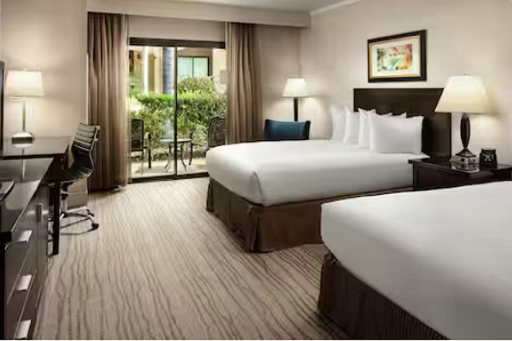 Room, 2 Double Beds, with View, Exterior Entrance