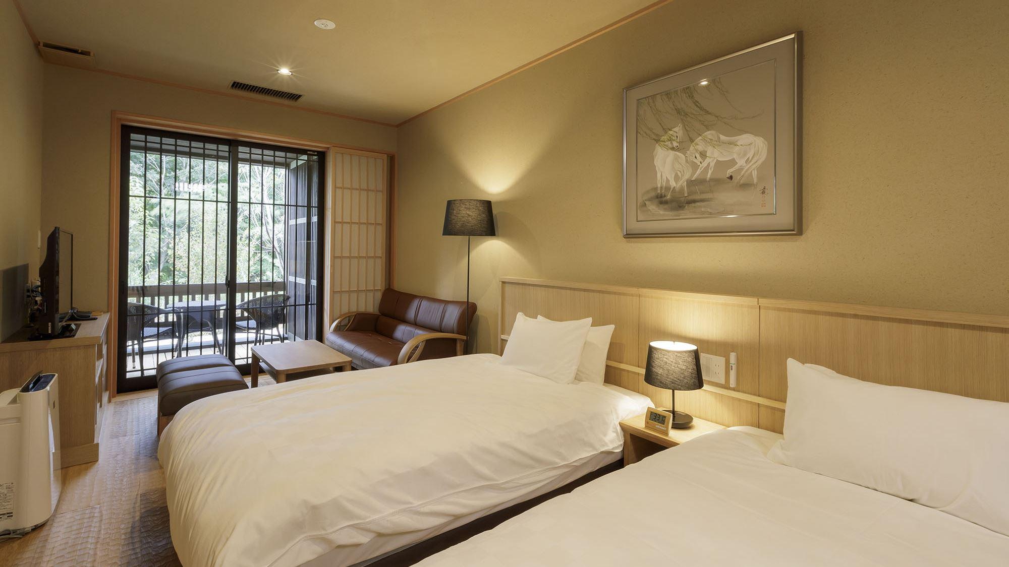 Japanese, Superior, Twin Beds, Garden View, Terrace, Cypress Bath