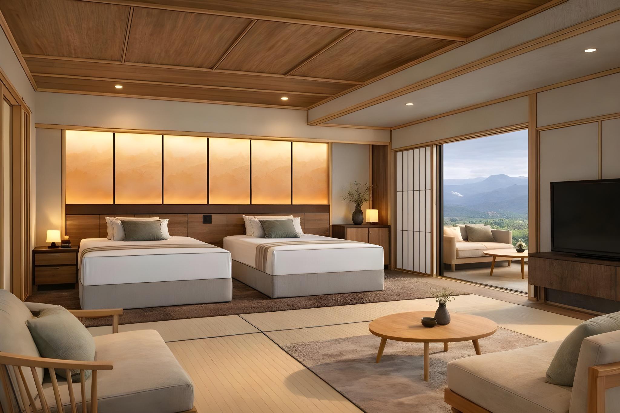 غرفة بريميوم بسريرين منفصلين بإطلالة