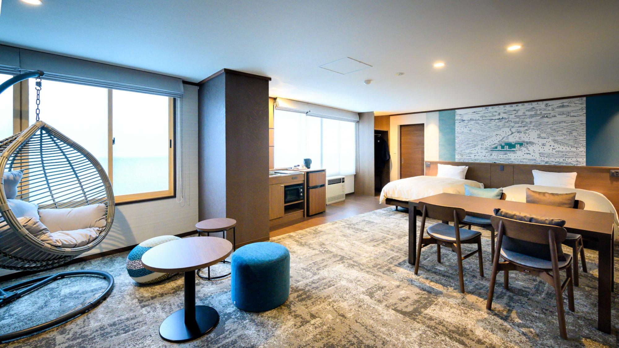 Mini, Deluxe, Twin Beds, Kitchen