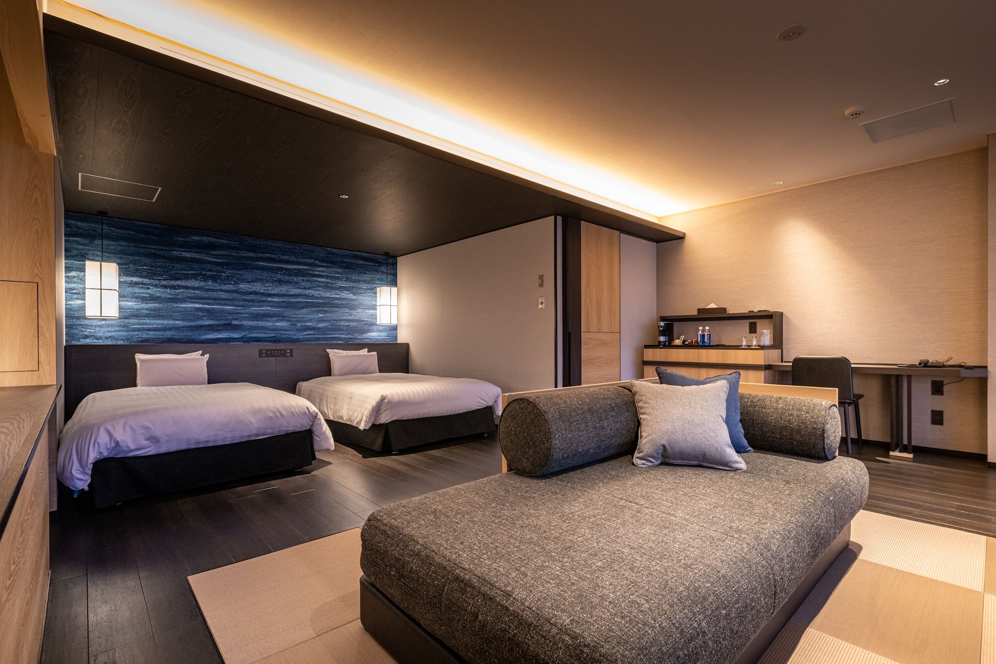 Premier, Deluxe, Twin Beds, 2 Trundle Beds, Yukemuri View, Sofa, Outdoor Bath