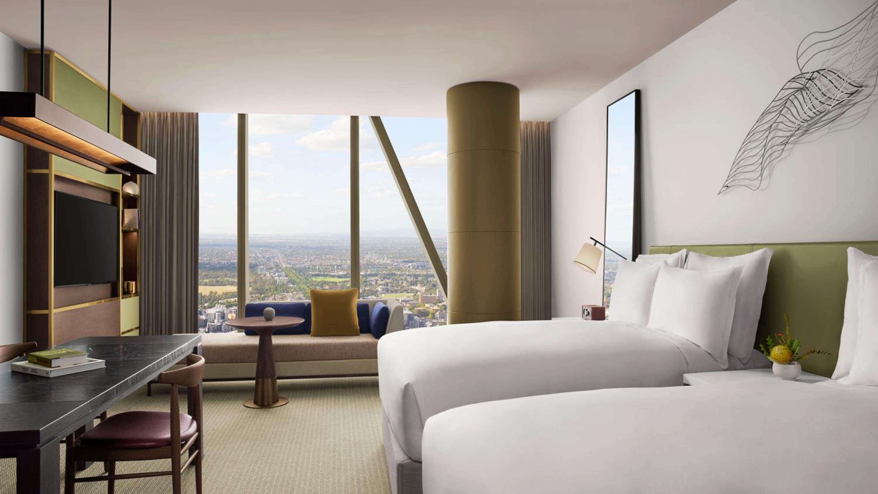 غرفة بريميير بسريرين مزدوجين بإطلالة على المدينة، The Ritz-Carlton Melbourne 2/5