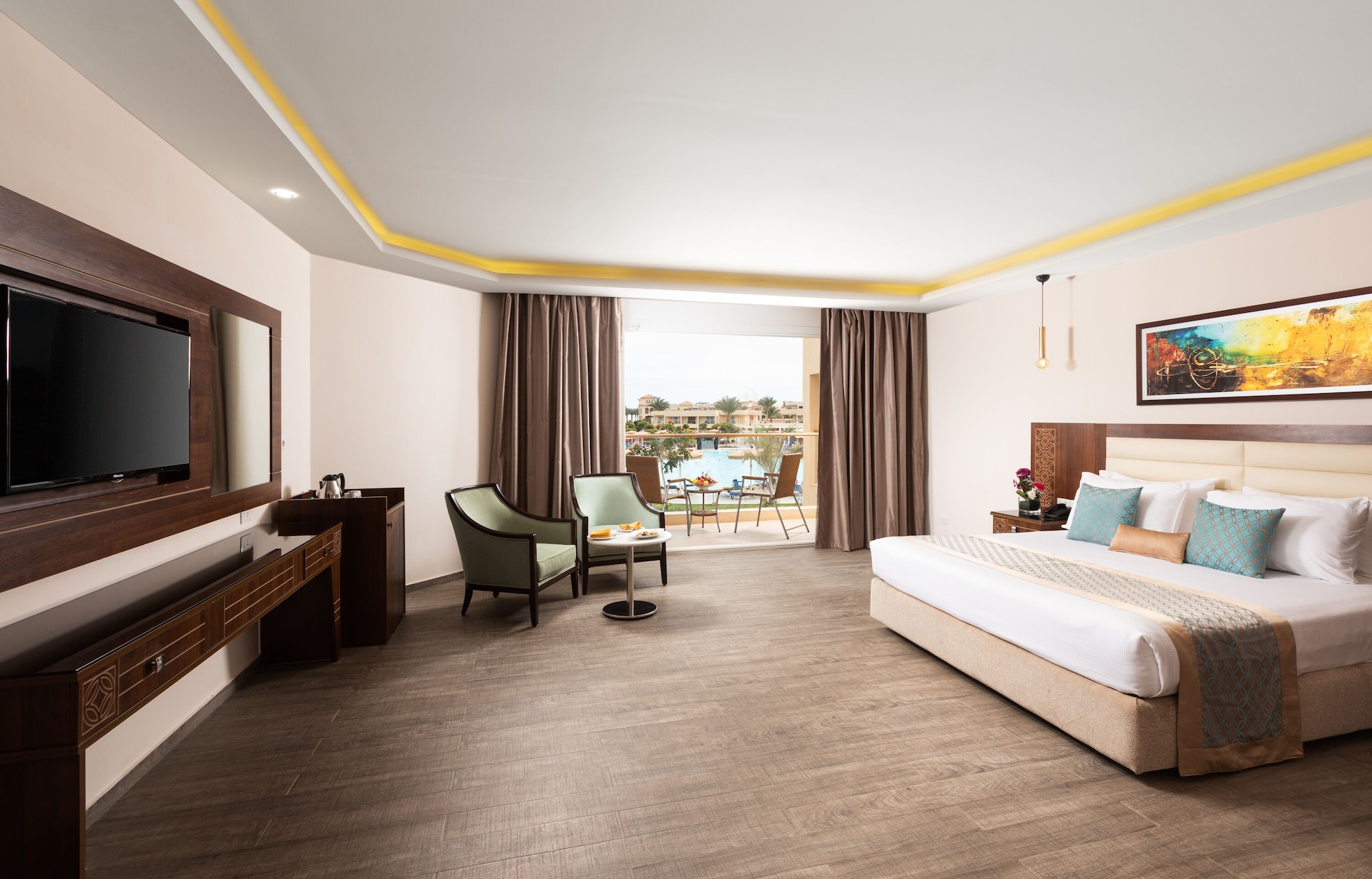 غرفة ديلوكس بسرير كينج بإطلالة على المسبح، Pickalbatros Royal Moderna Resort Sharm El Sheikh 6/9