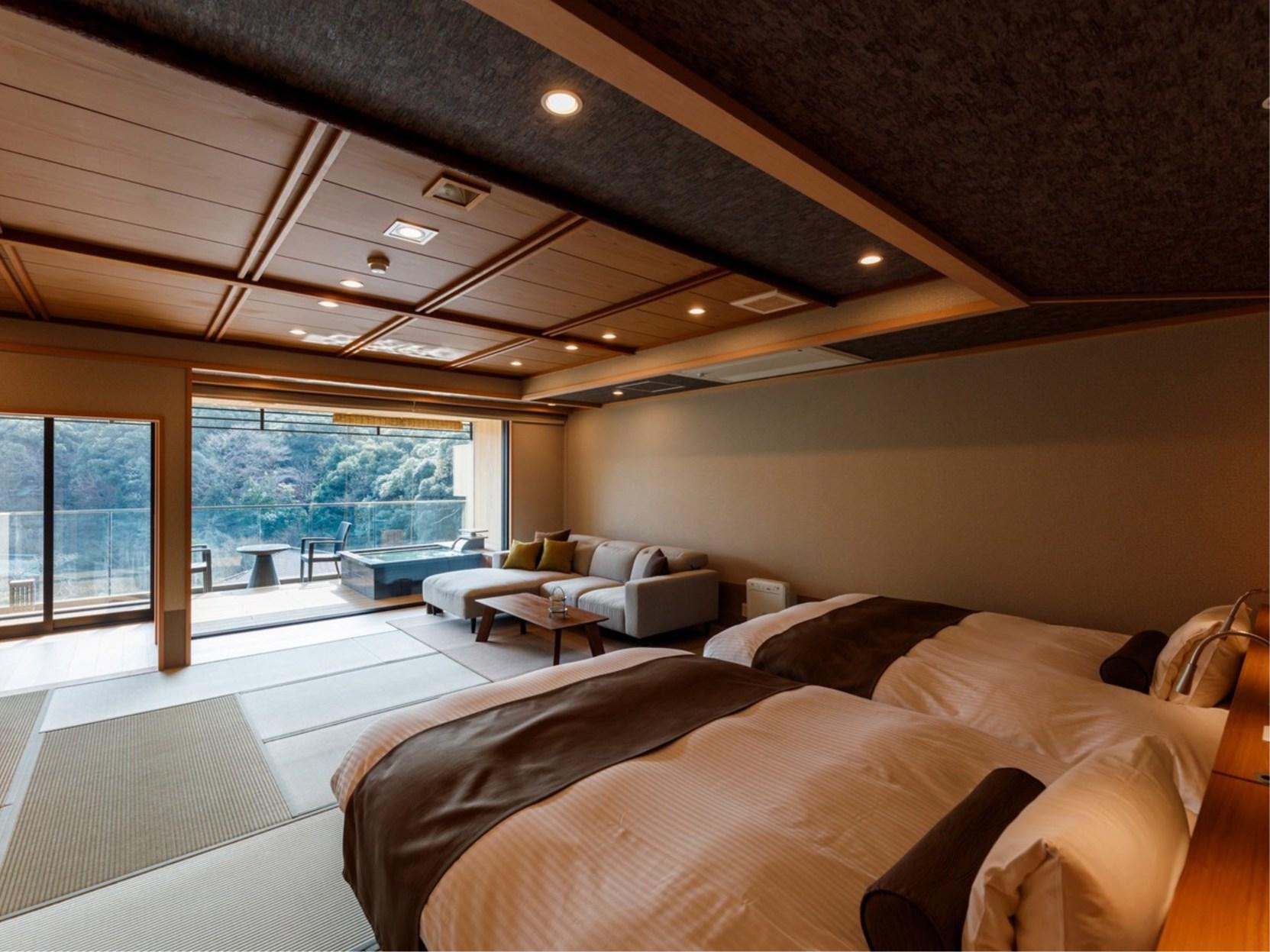 Japanese, Junior Suite, Twin Beds, 2 Outdoor Bath
