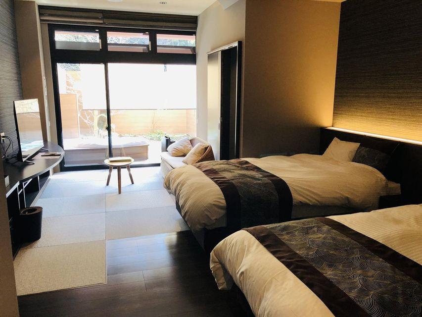 Japanese Western, Japanese, Modern, Twin Beds, Outdoor Bath