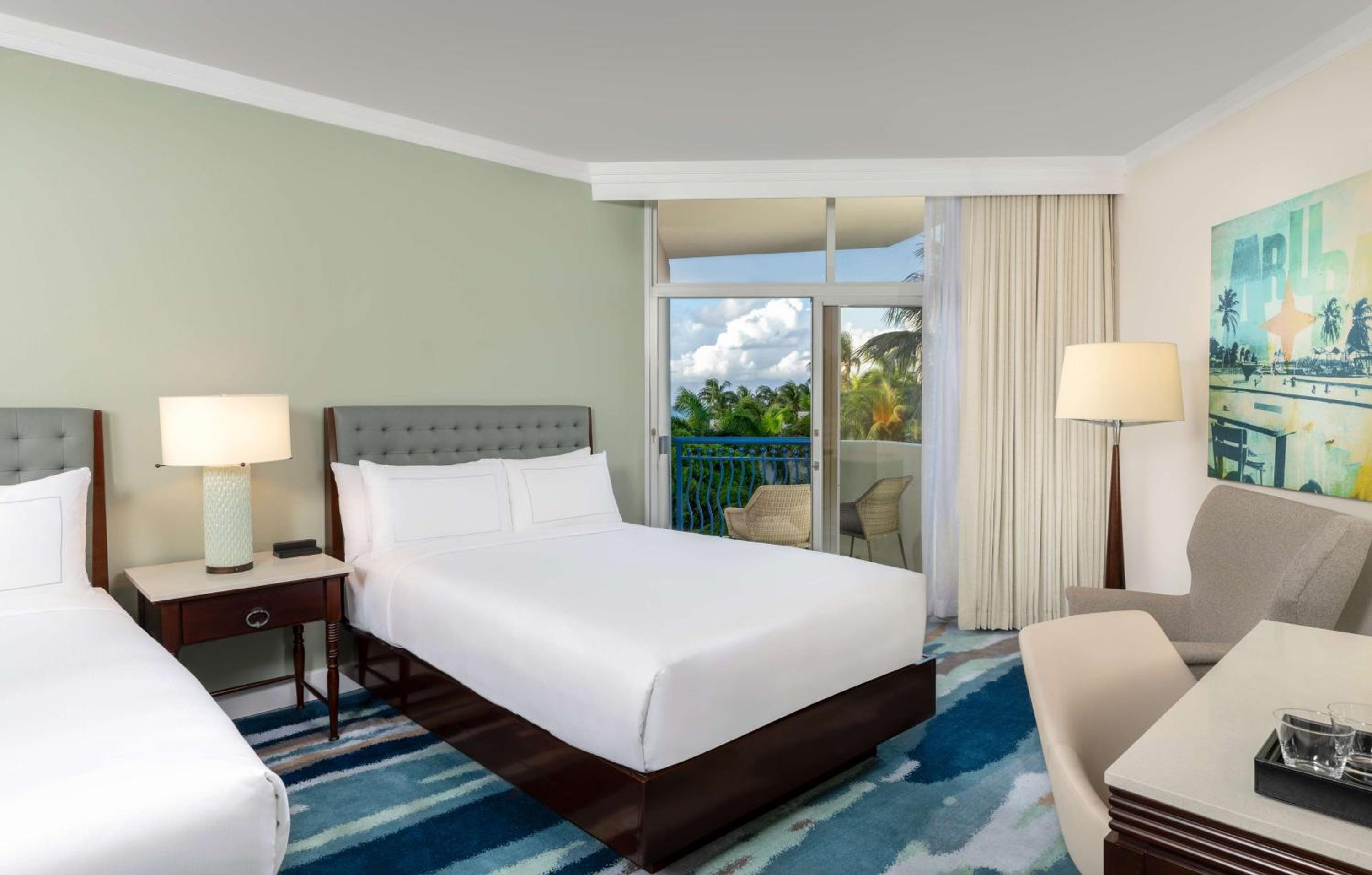Room, 2 Double Beds, Partial Ocean or Tower View