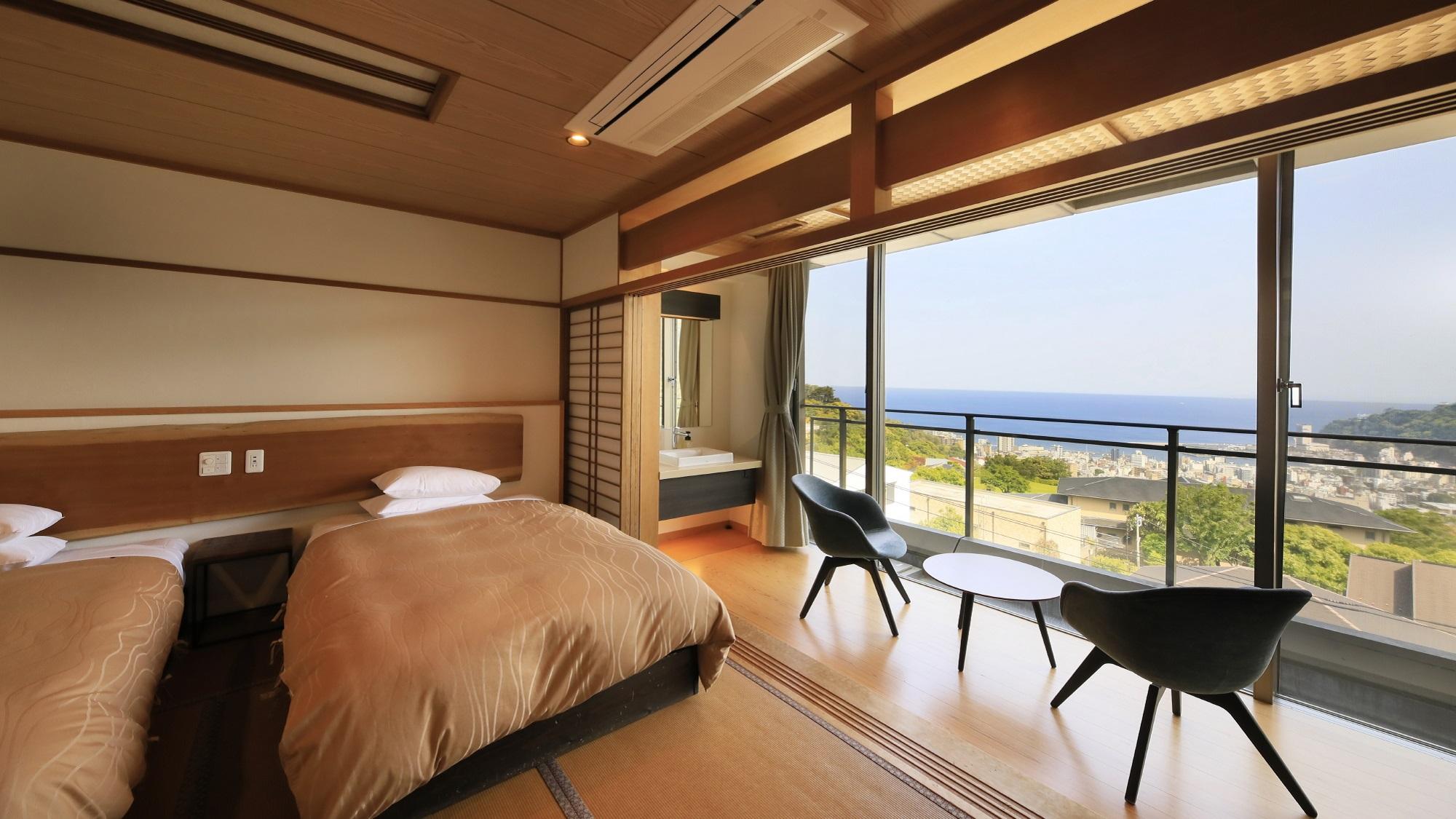 Japanese, Twin Beds, Ocean View, Night View, New Building