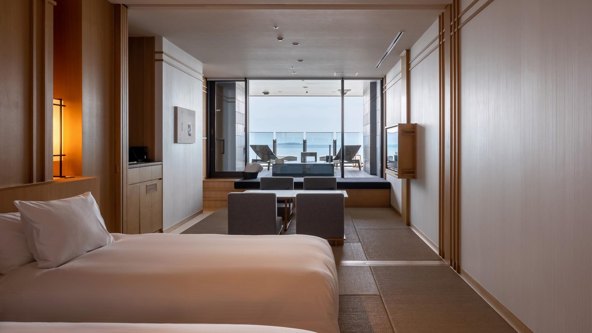 Deluxe, Twin Beds, Ocean View, Outdoor Bath, Tatami