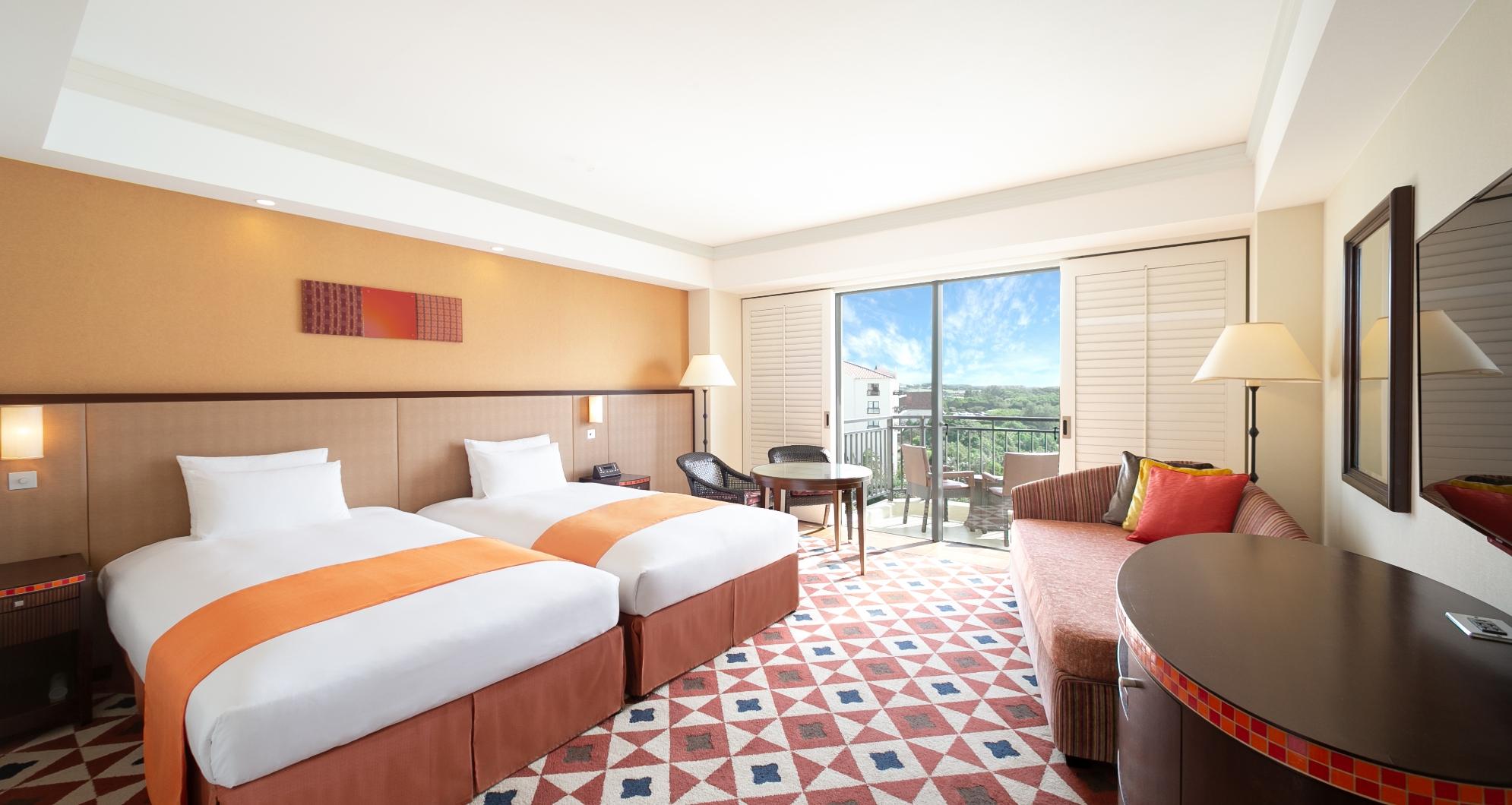 Semi Room, Ocean, Premier, 2 Semi Double Beds, Patio