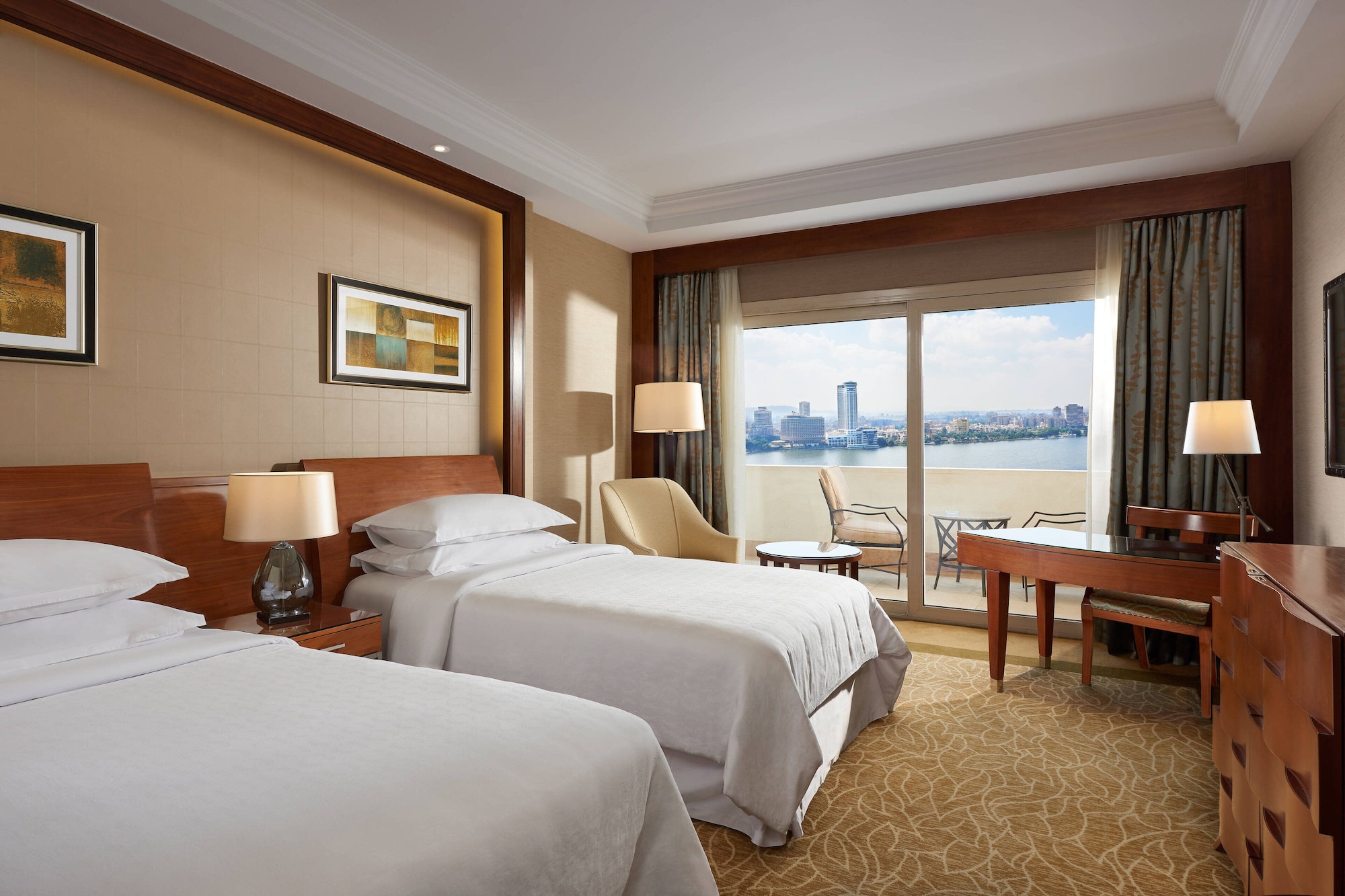 Club, Guest Room, Twin Beds, Partial River View