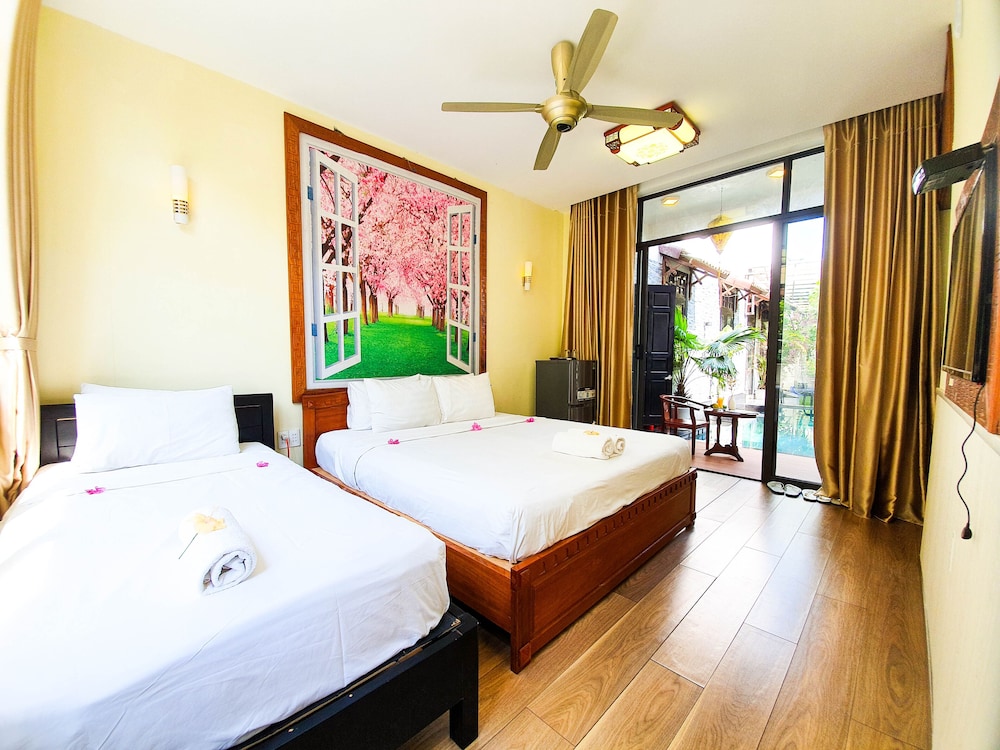 غرفة ديلوكس بسرير كوين بإطلالة على المسبح، Anh Family Homestay 6/10
