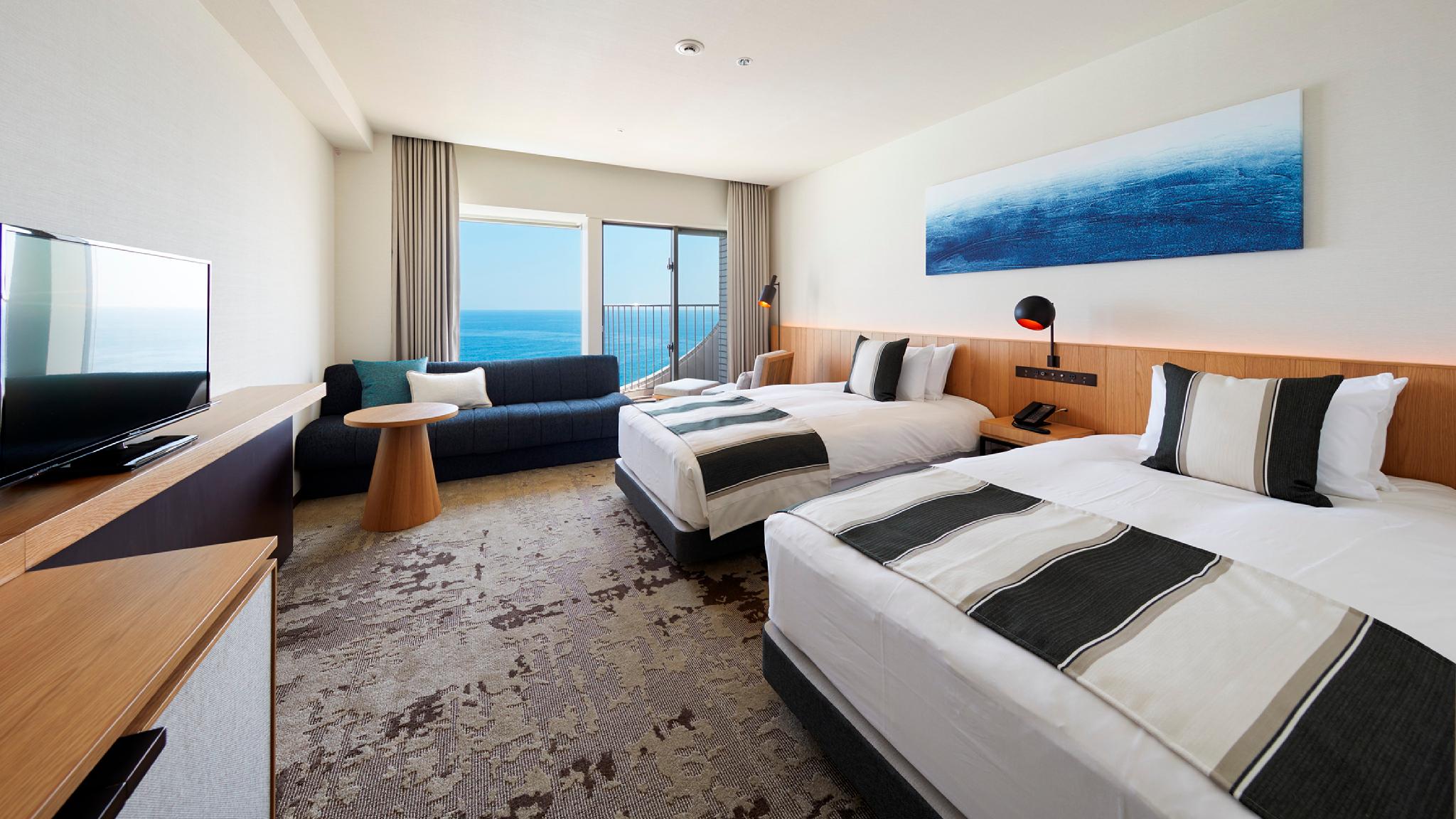 Ocean, Premium, Twin Beds, 3 Beds, Side Ocean View, Sofa, Top Floor