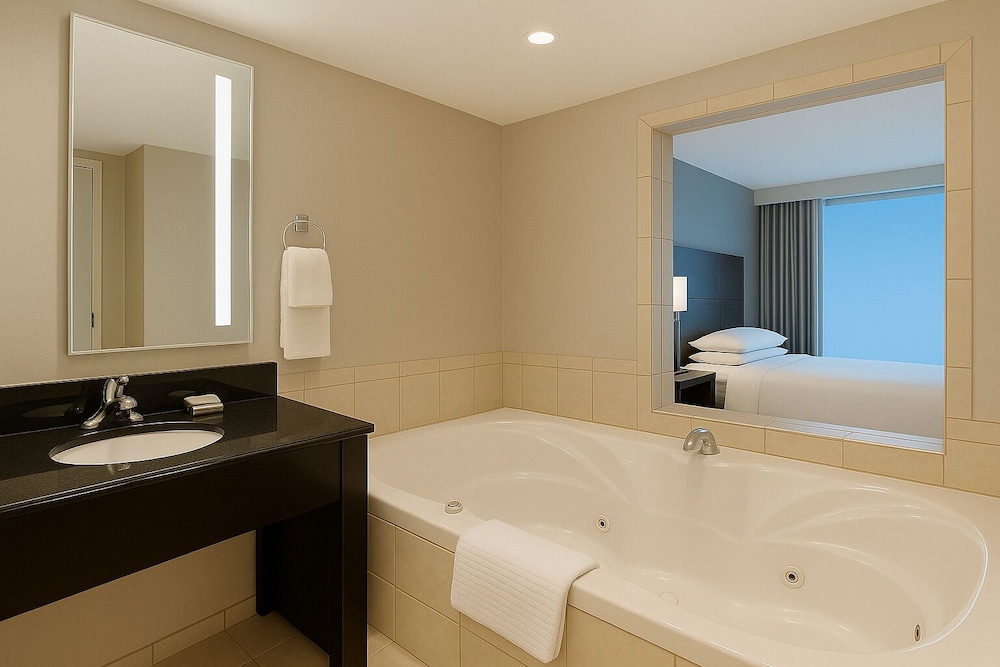 Room, King Bed, Partial Falls View, Sofa, Jetted Tub، Embassy Suites By Hilton Niagara Falls Fallsview 6/10