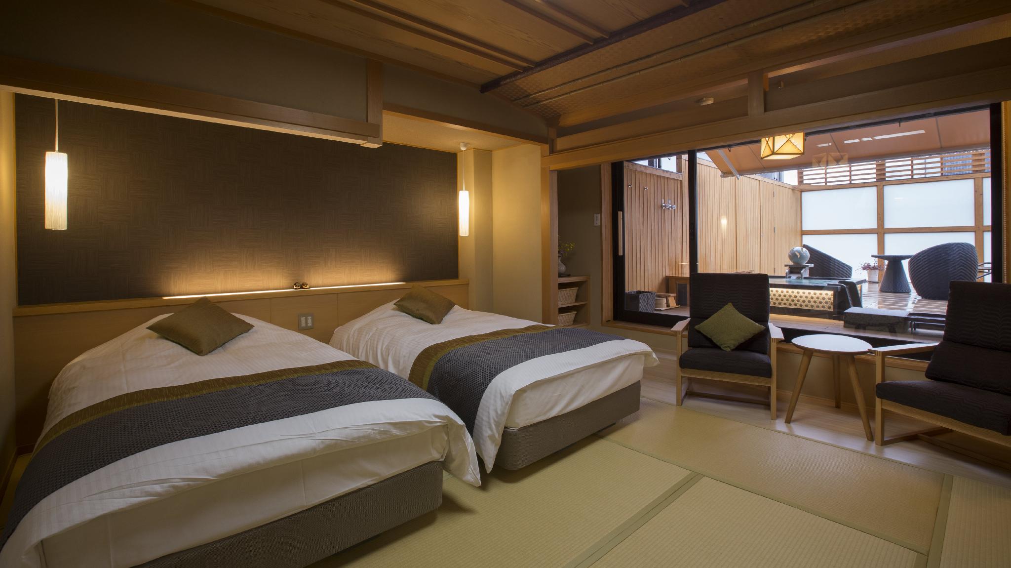Japanese Western, Japanese, Modern, Twin Beds, Outdoor Bath