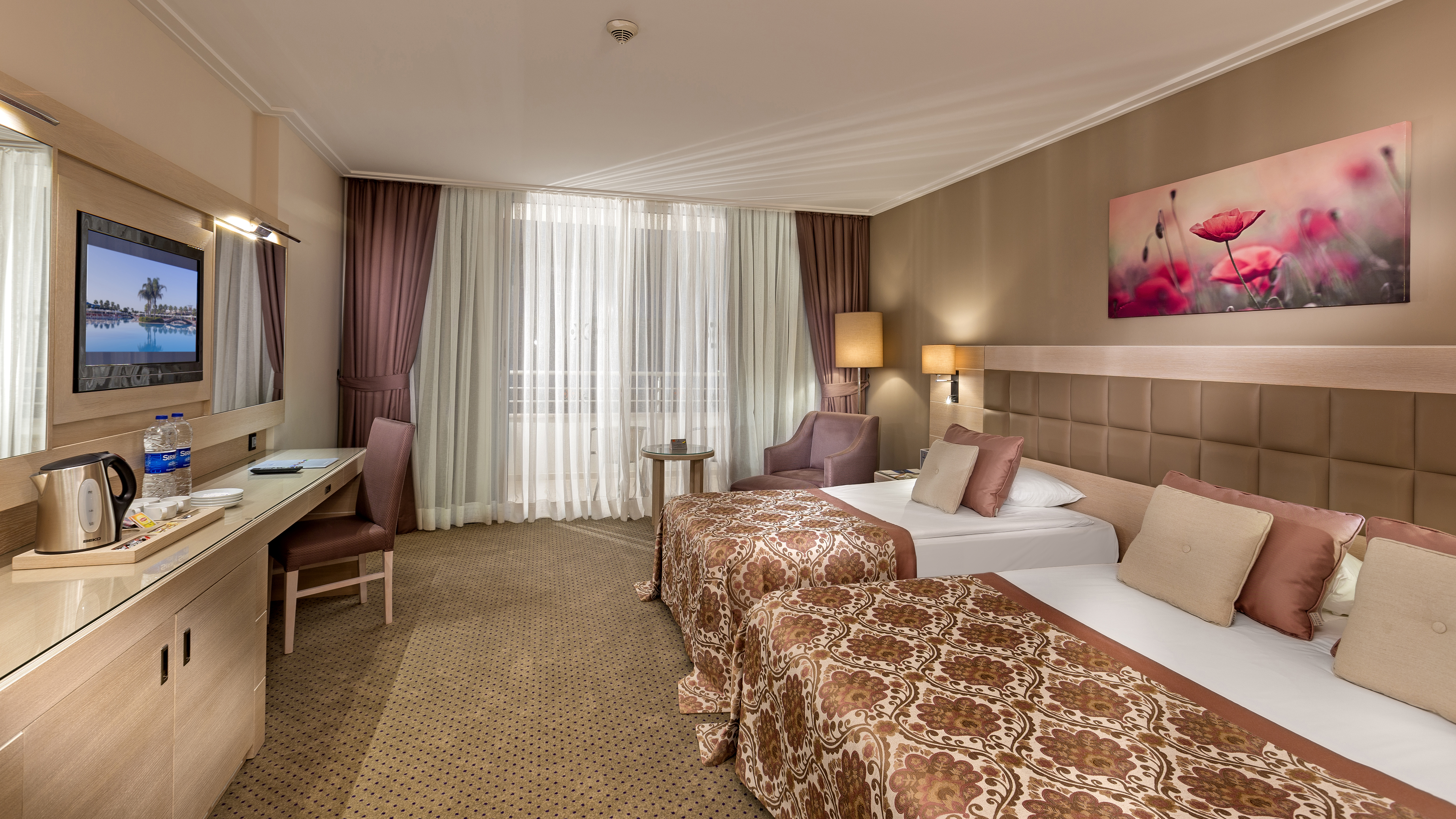 Room, Single, Double Bed, Lateral Side Sea View