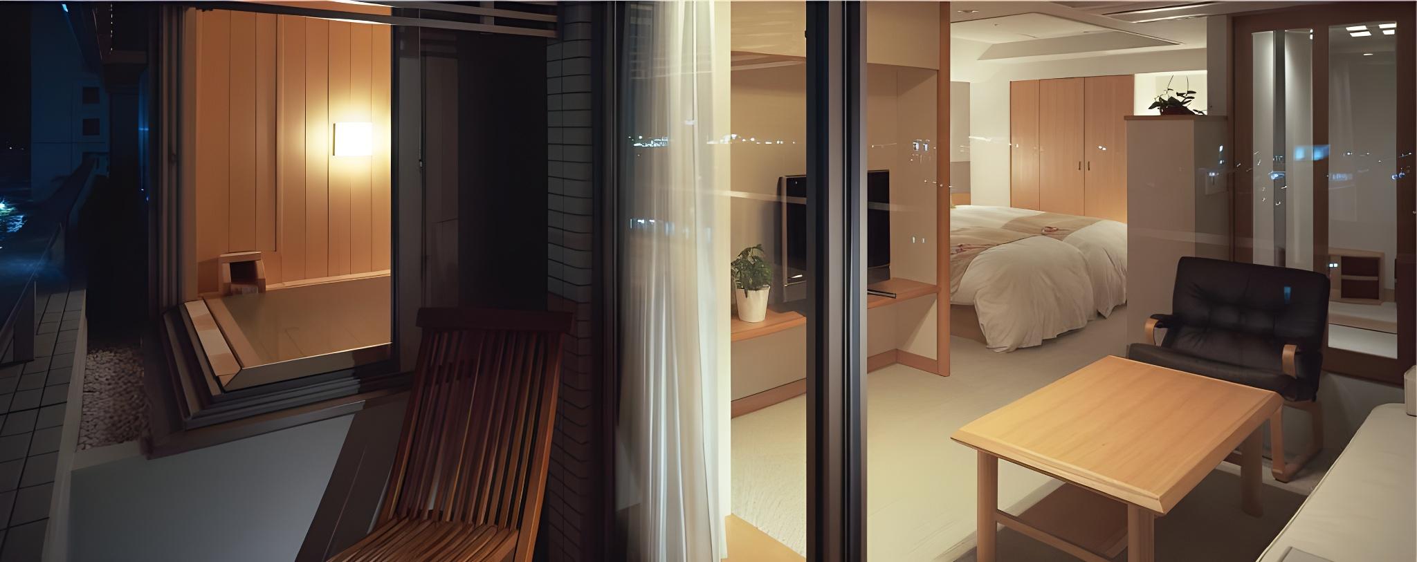 Japanese Western, Deluxe, Twin Beds, Night View