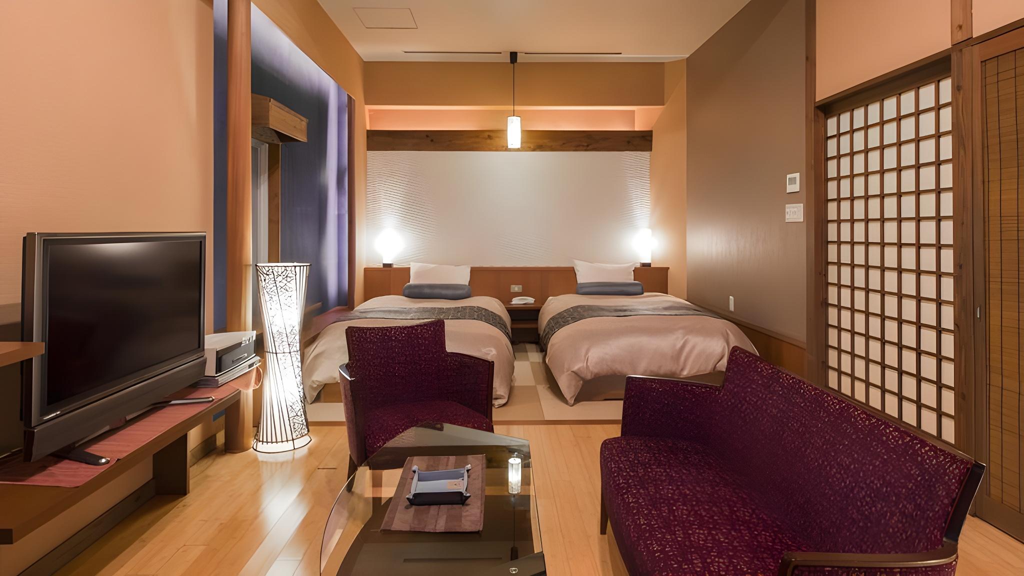 Japanese, Twin Beds, Outdoor Bath