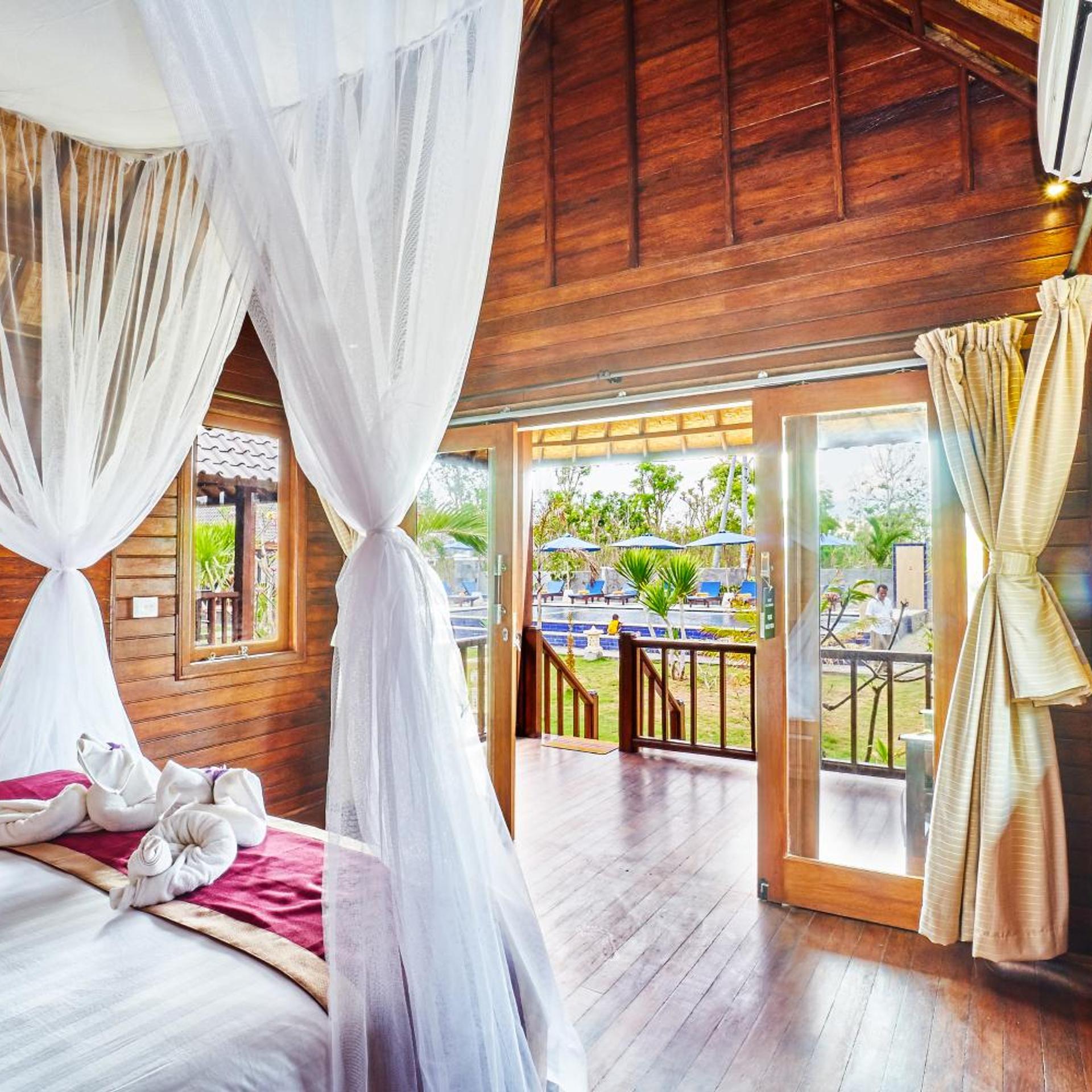 Wooden, Bungalow, Pool View