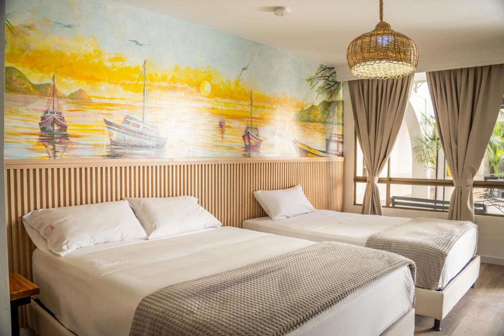 غرفة بسريرين، Casana Rosa Hotel 3/8
