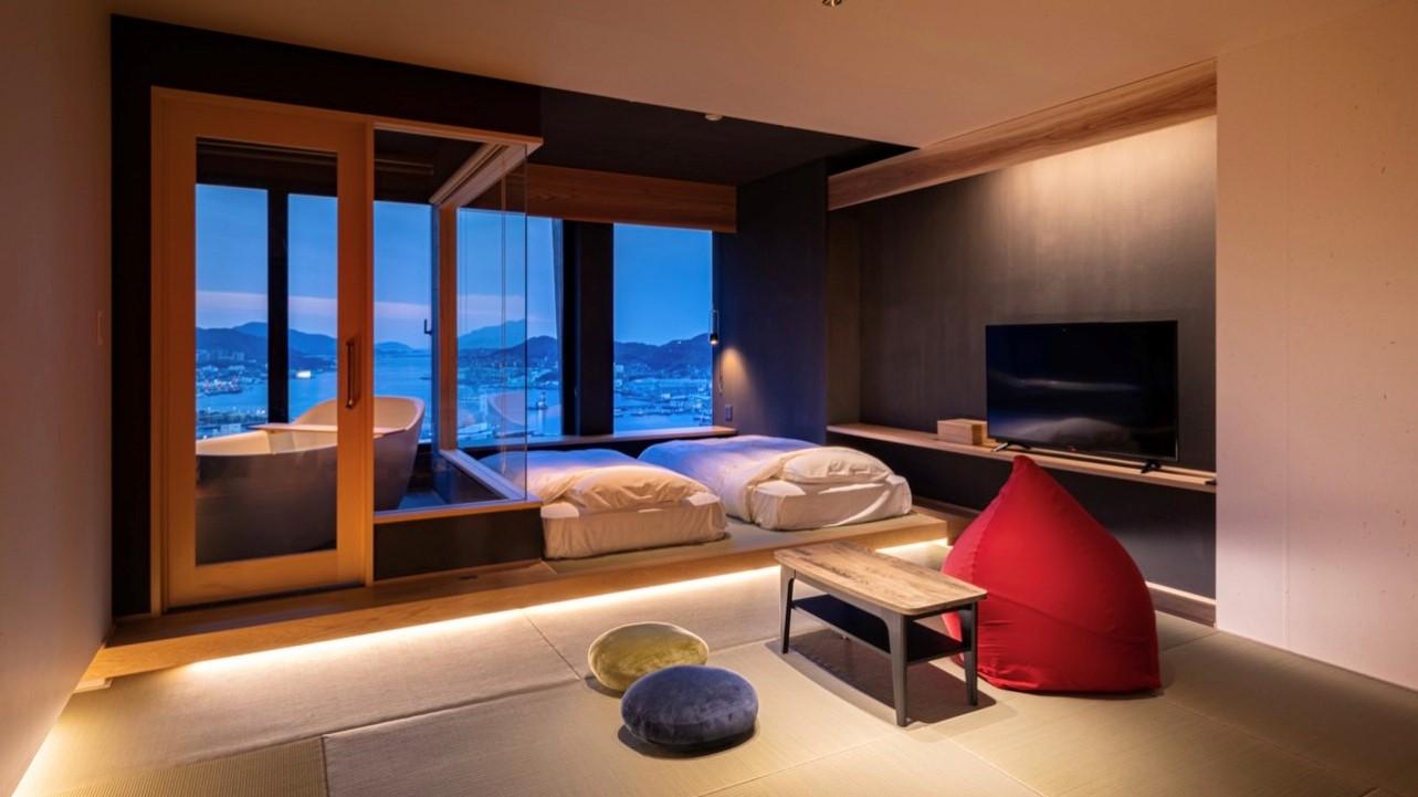 Japanese Western, Modern, Ocean View, Night View, Bathtub
