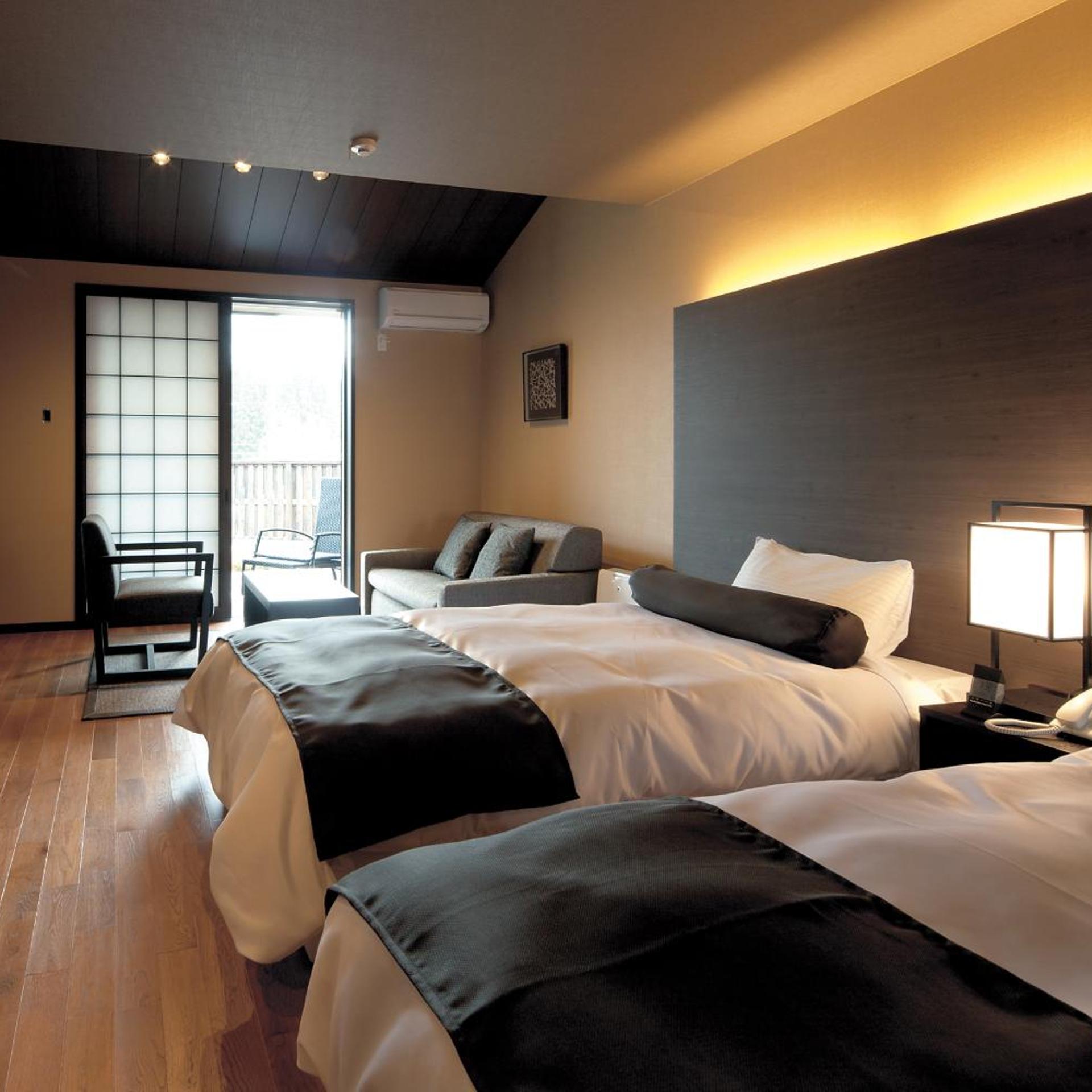 Room, Twin Beds, Semi Outdoor Bath