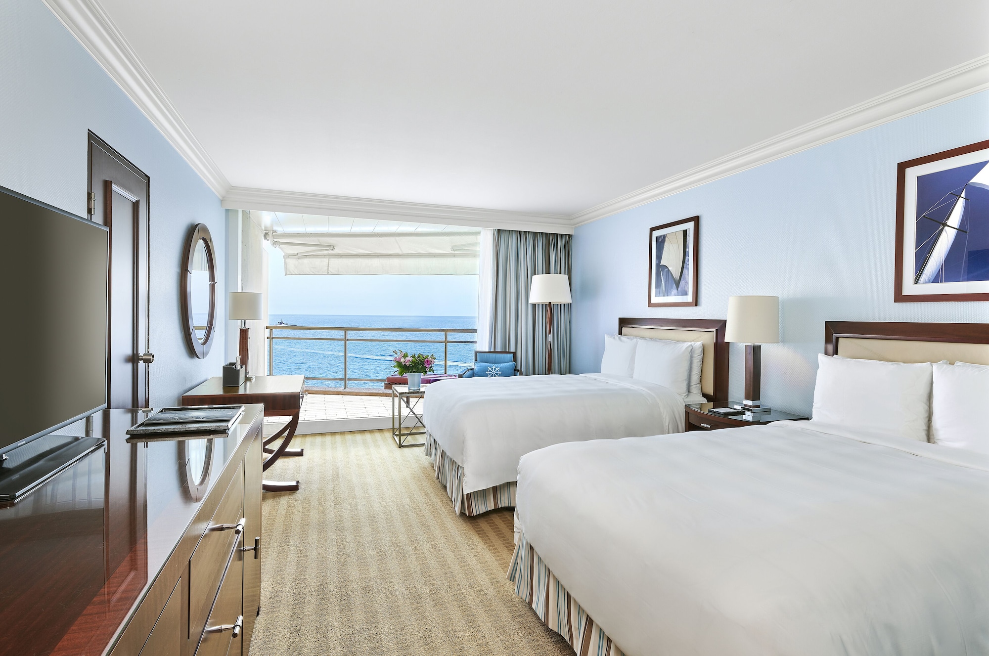 Deluxe, 2 Double Beds, Sea View