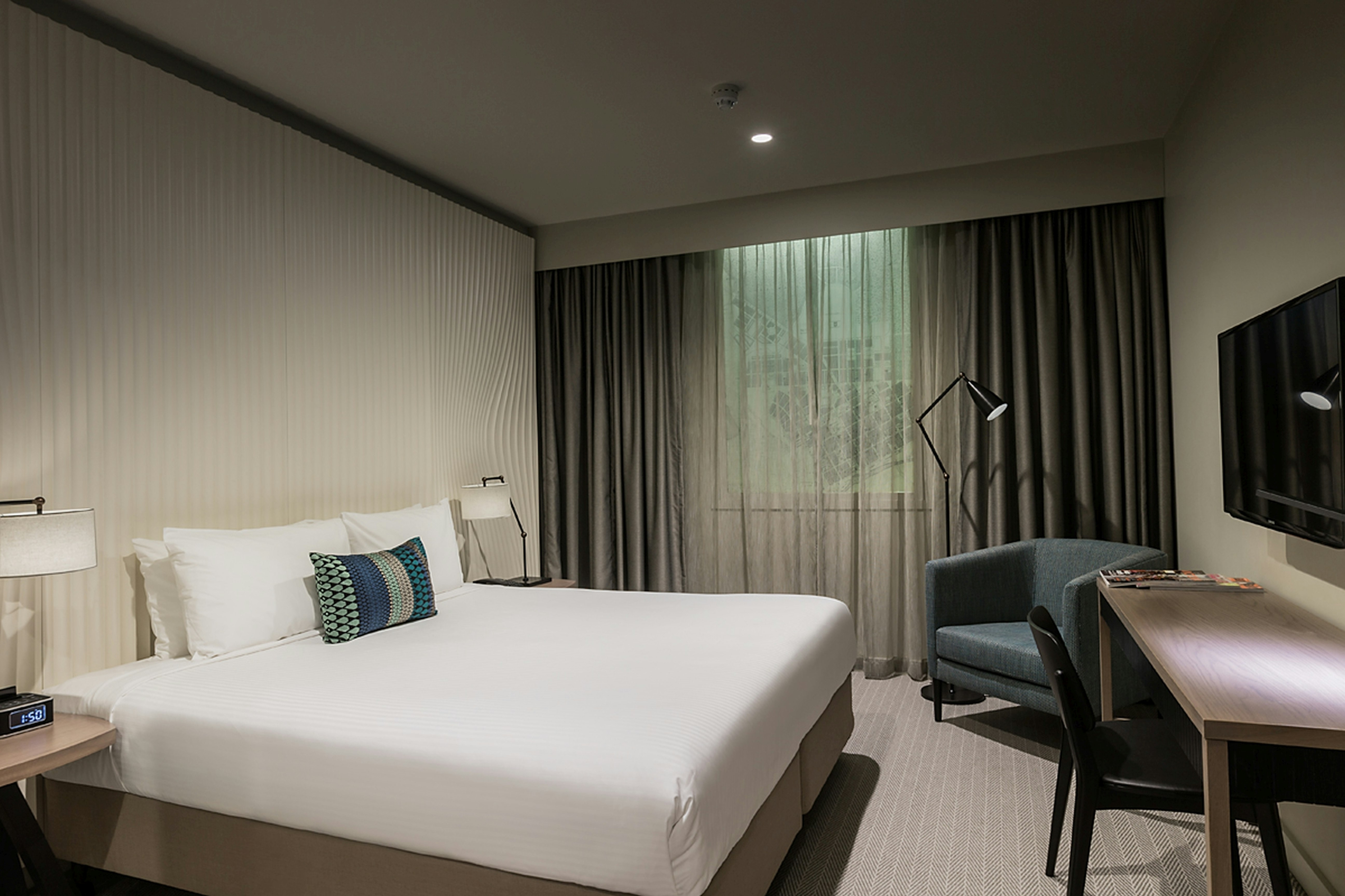 INTERIOR, GUEST ROOM, KING BED
