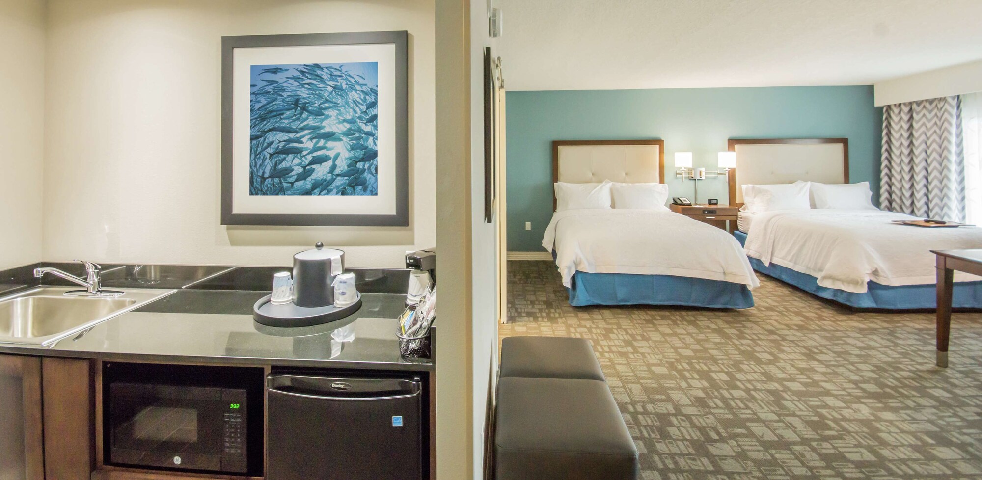 استوديو بسريرين كوين مع أريكة بمطبخ صغير، Hampton Inn & Suites Orlando At SeaWorld 2/8