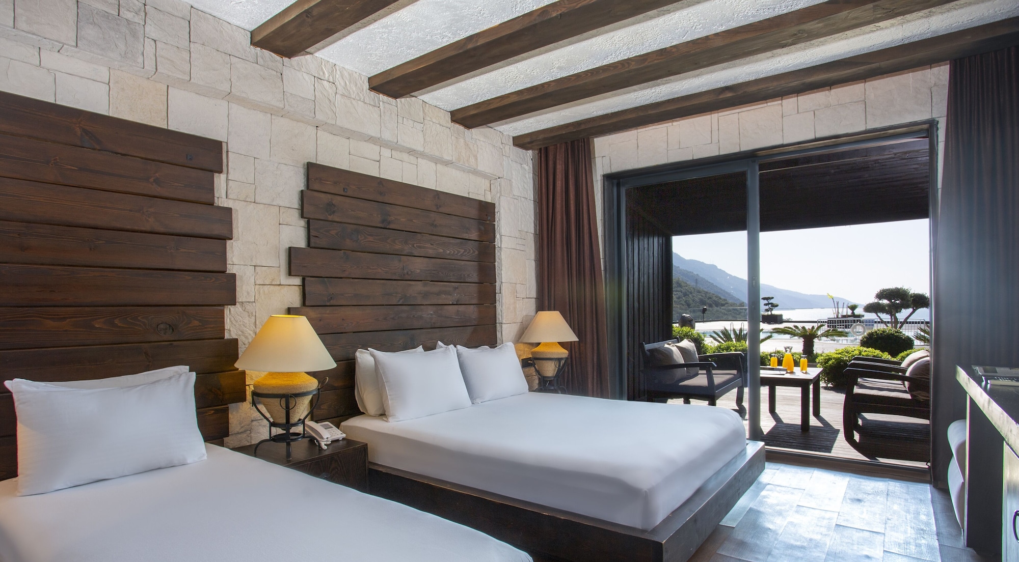 Deluxe, Triple, 1 Double and 1 Single Bed, Pool and Sea View, Terrace