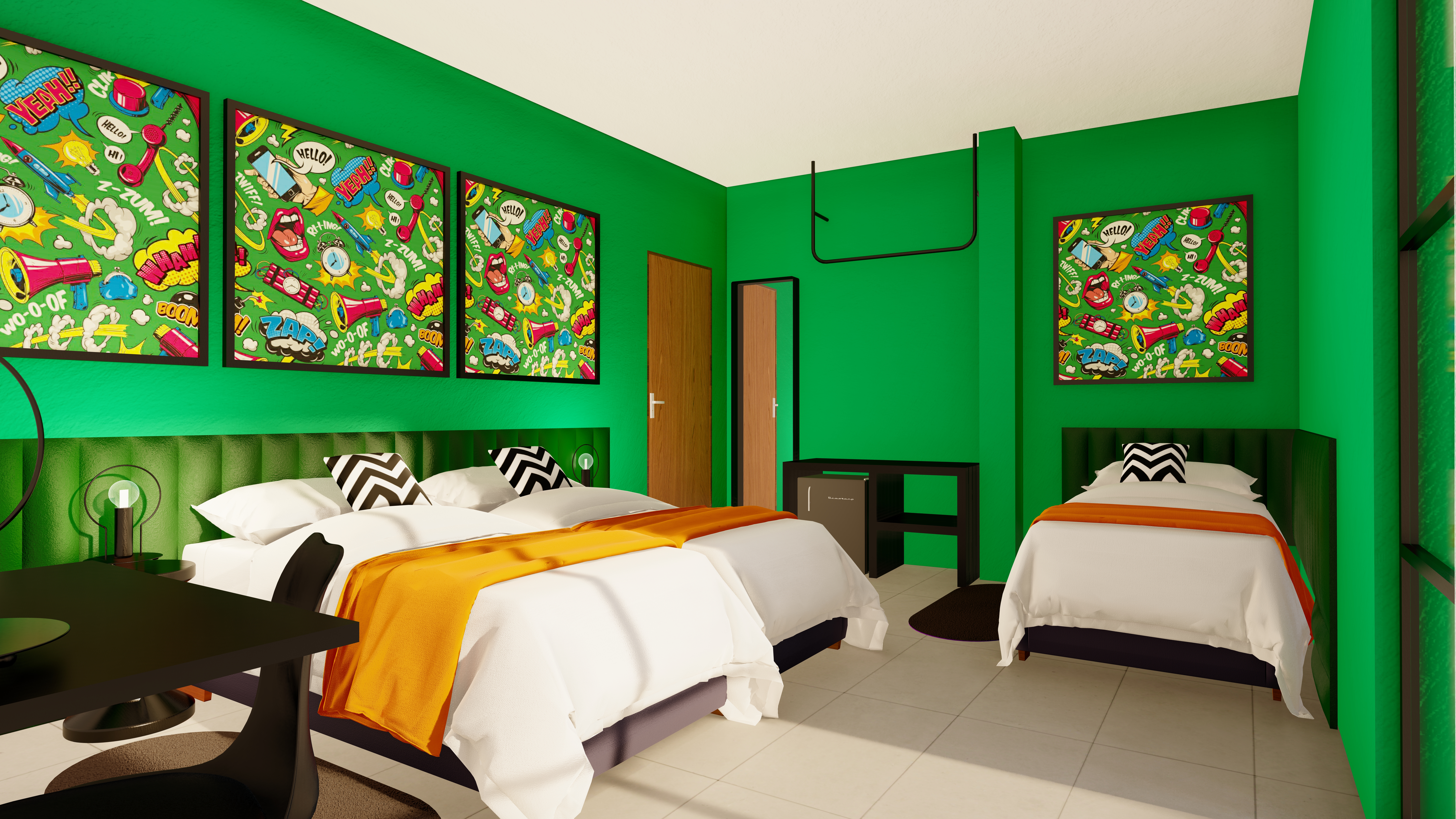 Room, Triple, Street View, Terrace