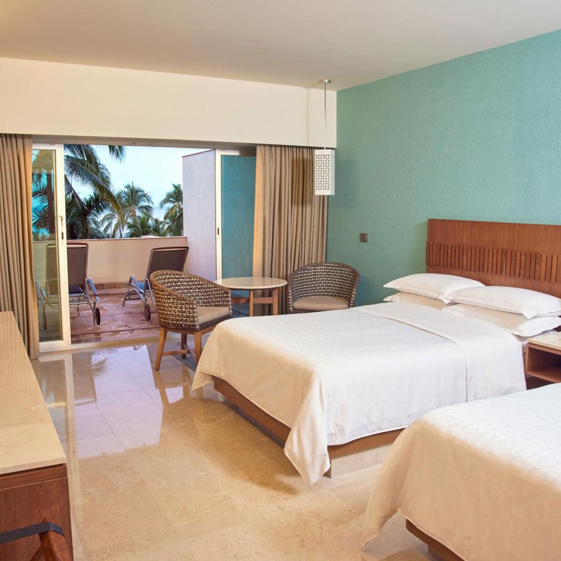 Guest Room, 2 Double Beds, Garden View, Sunterrace View, Balcony