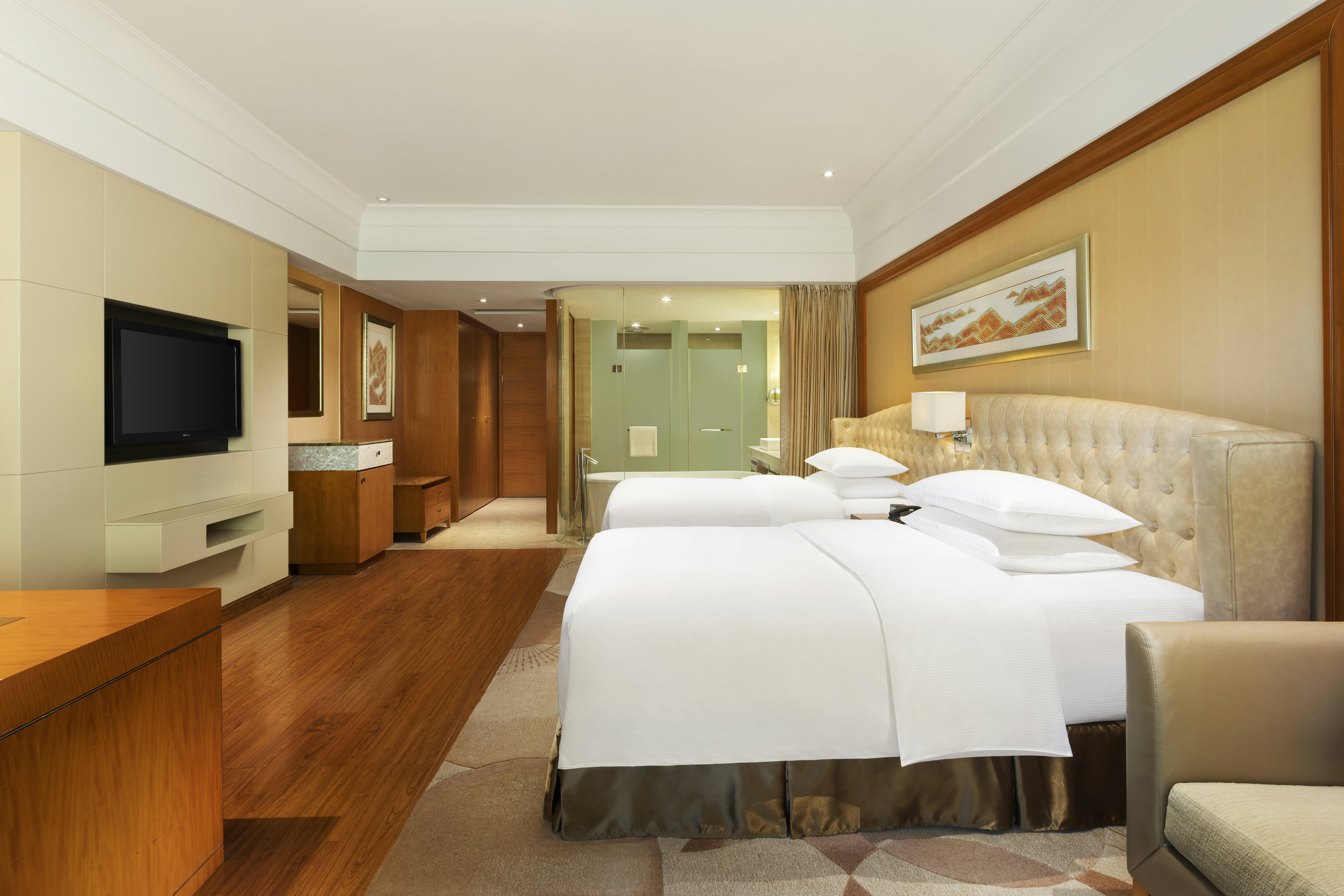 غرفة بسريرين منفصلين بإطلالة على البحيرة، Hilton Hangzhou Qiandao Lake Resort 2/2