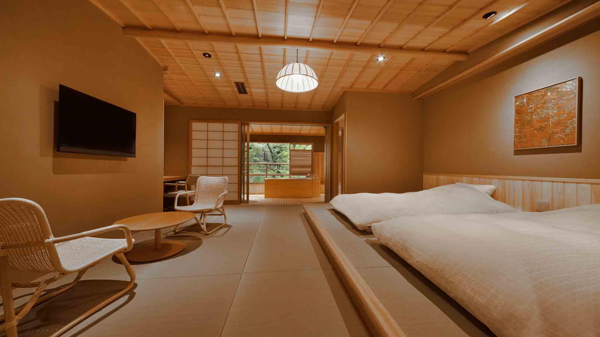 Japanese, Twin Beds, Outdoor Bath