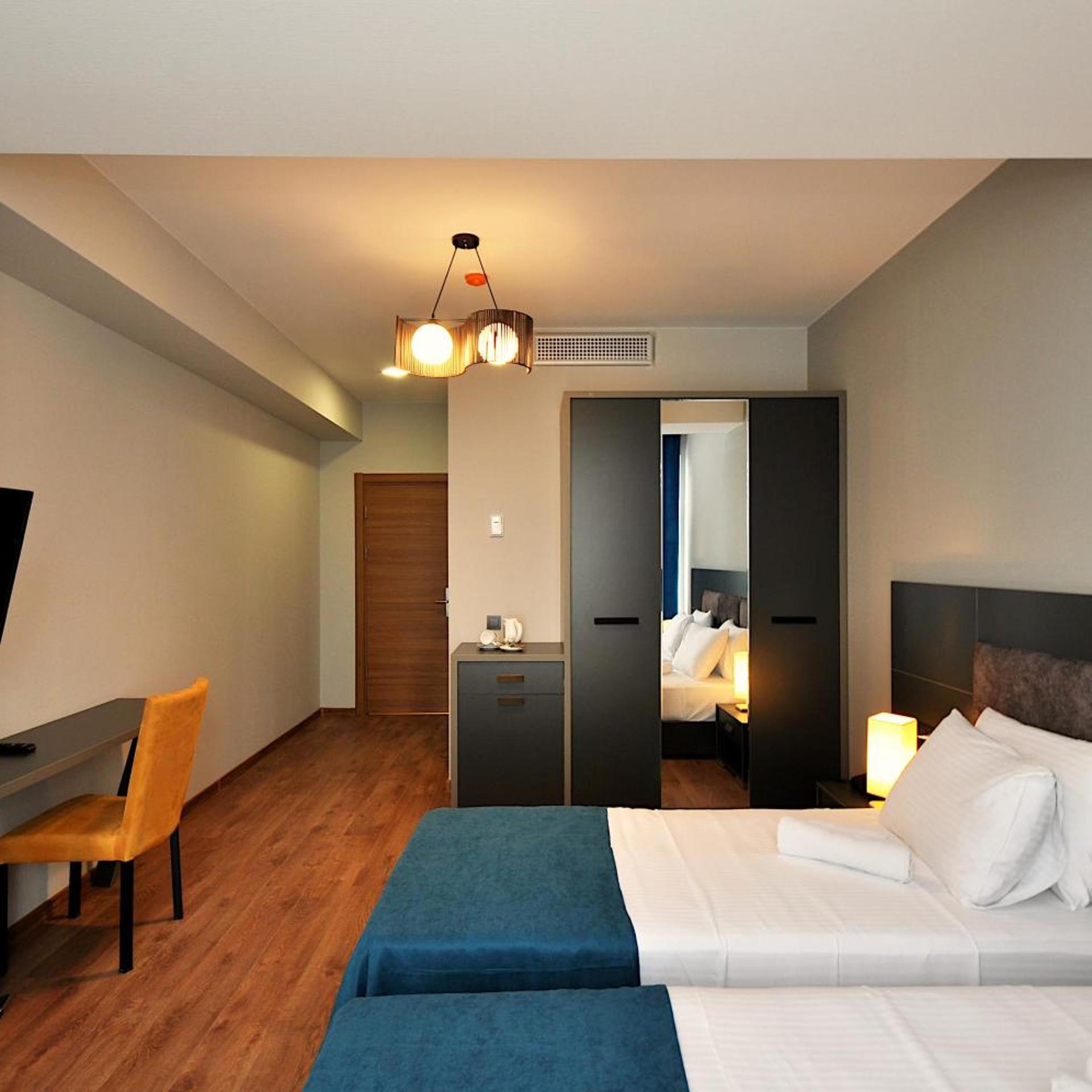 غرفة ديلوكس بسرير مزدوج أو سريرين منفصلين بشرفة، Jazz Hotel 2/8