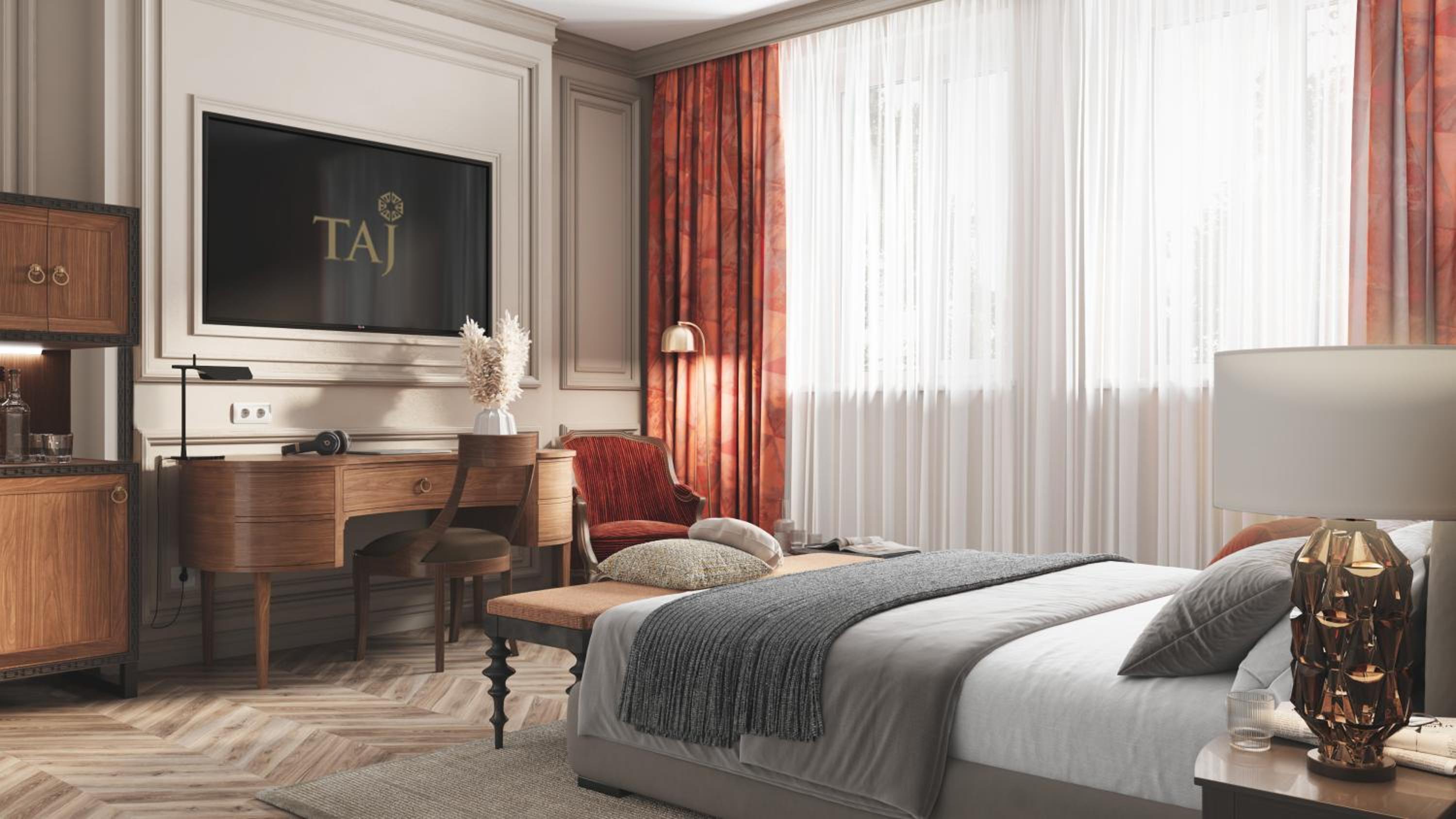غرفة بسرير كينج بشرفة، Taj Hessischer Hof, Frankfurt 5/7