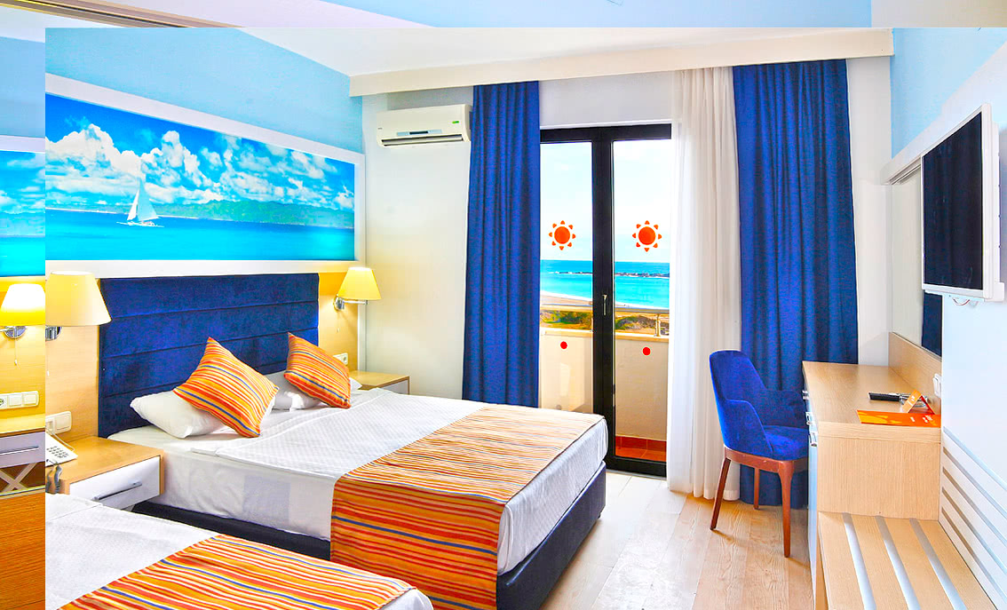 Room, Double Bed, Lateral Side Sea View