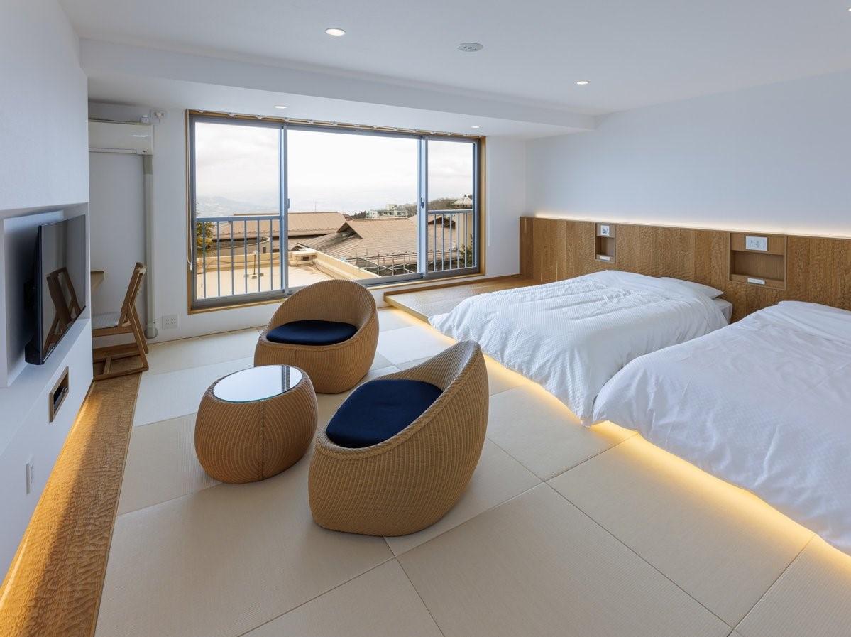 Semi Room, Japanese, Modern, 2 Semi Double Beds, Mountain View
