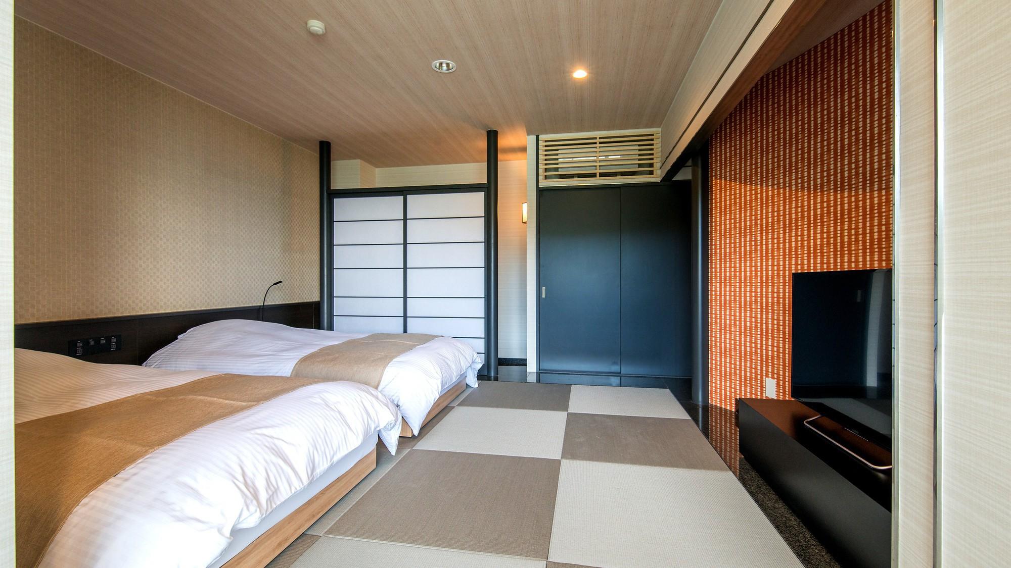 غرفة يابانية غربية سوبيريور بسريرين منفصلين بإطلالة على الجبل والبحر، Tkp Hotel Resort Lectore Atami Koarashi 2/2