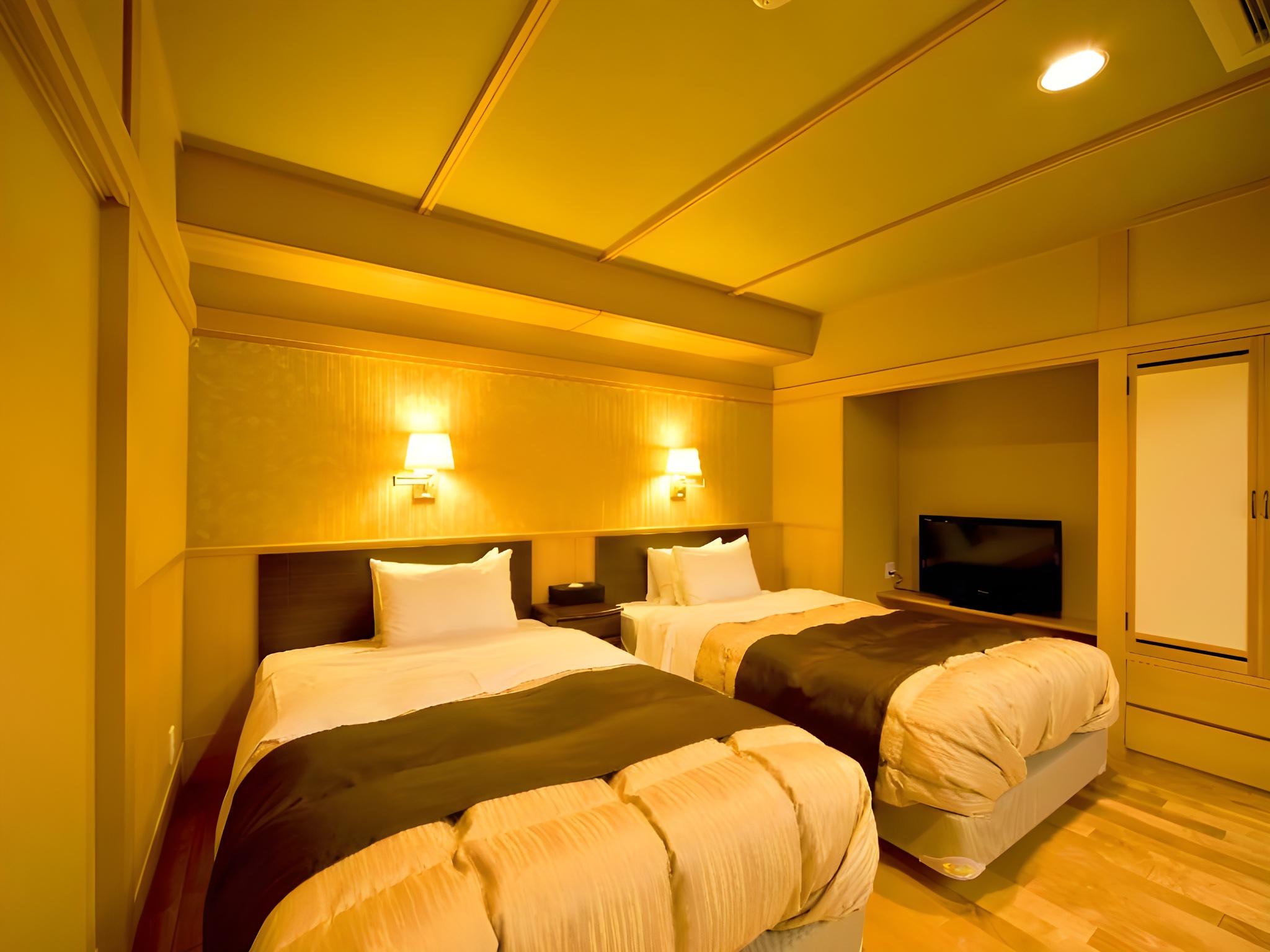 Japanese Western, Twin Beds, 2 Futon Beds, Outdoor Bath