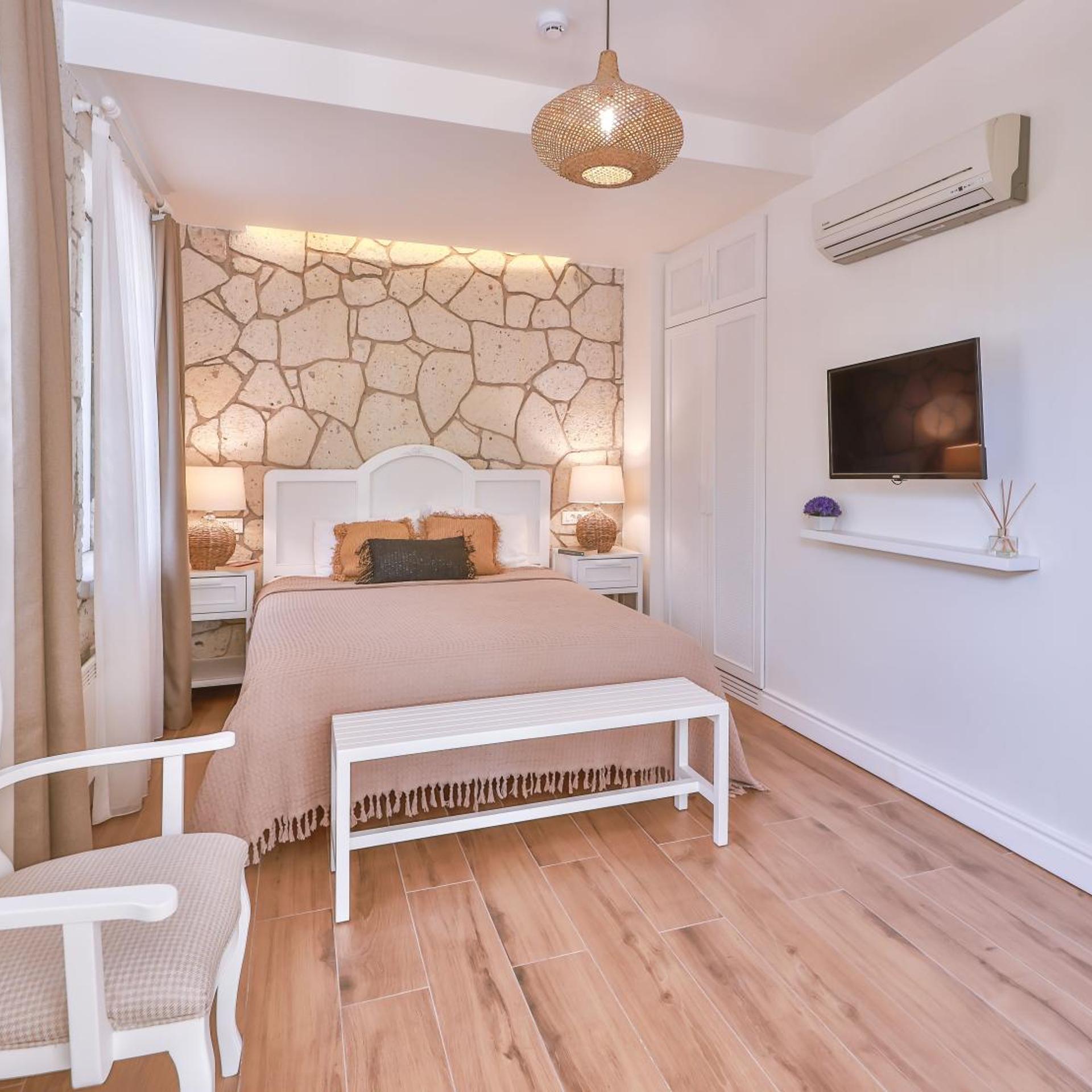غرفة بسرير كوين بإطلالة على الحديقة، Alacati Balbadem Hotel 8/10