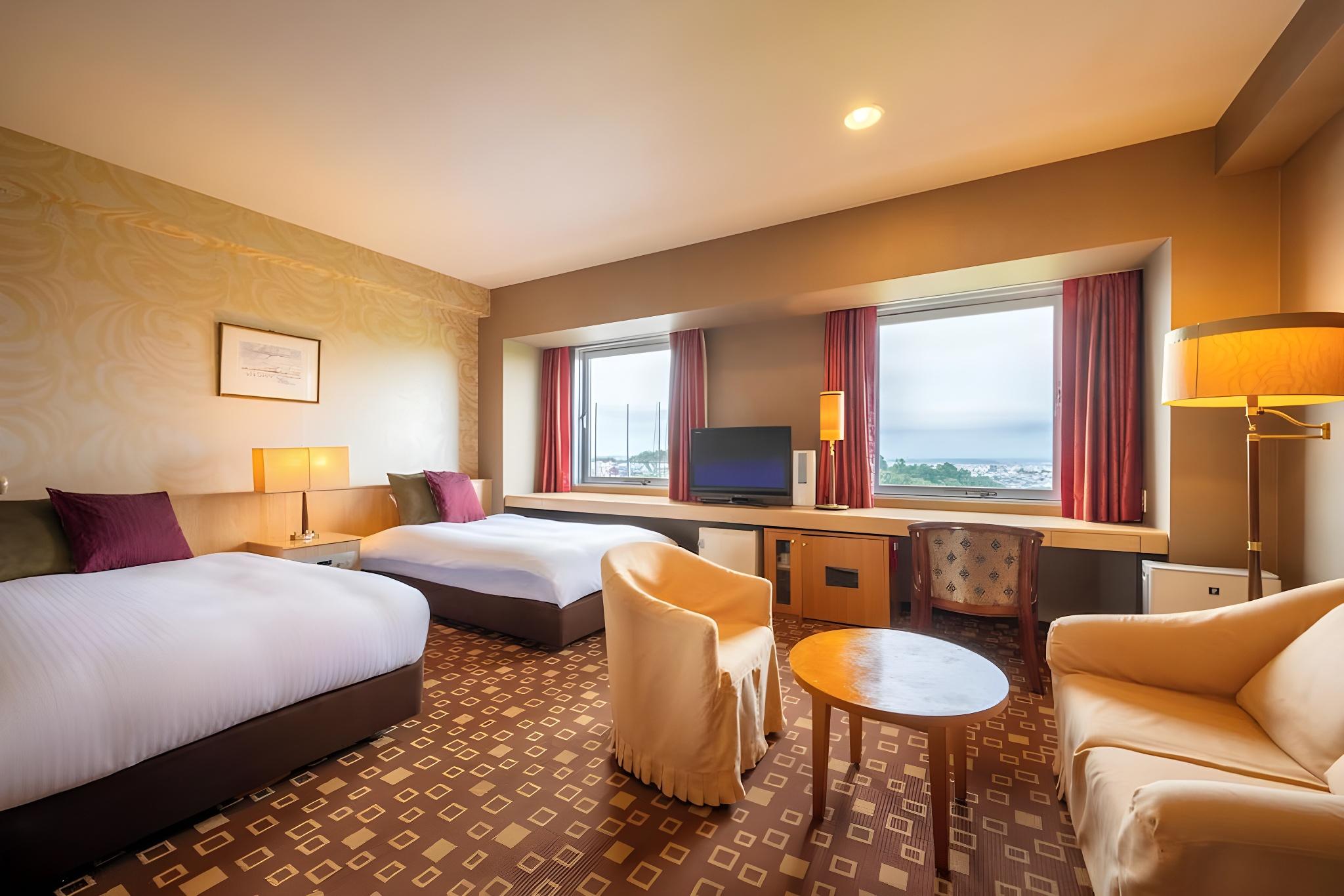 Room, Twin Beds, Night View, Smoking
