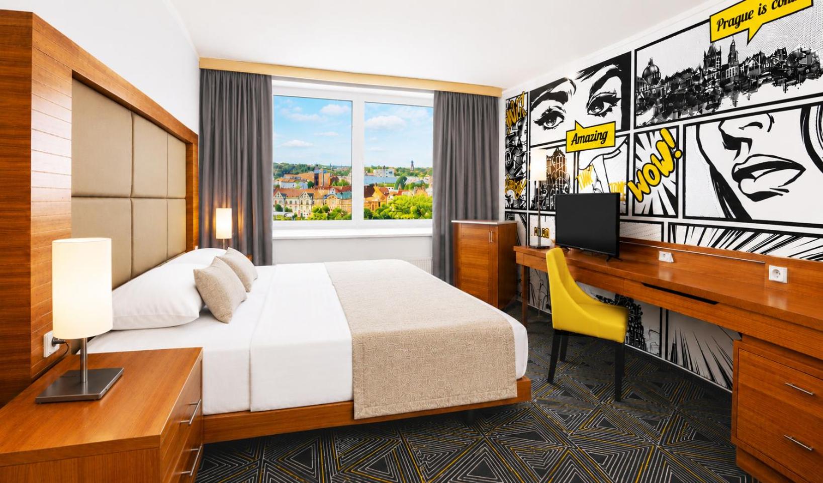 غرفة سوبيريور بسرير مزدوج بإطلالة على المدينة، Hotel Uno Prague 4/7