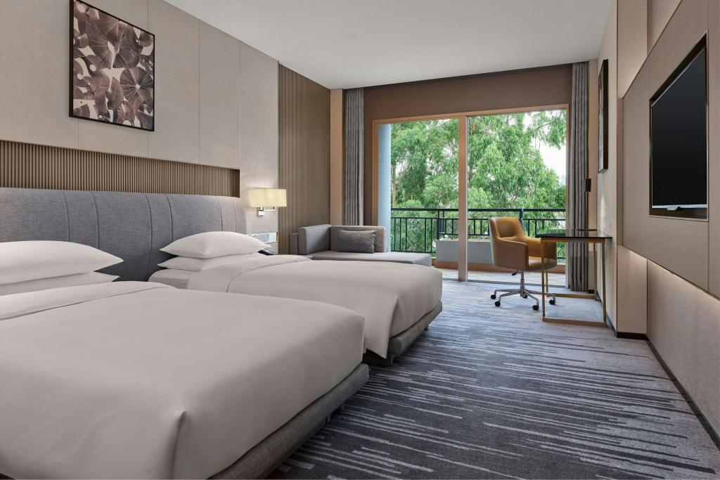 غرفة ديلوكس بسريرين منفصلين بإطلالة على المدينة، Dongguan Forum Hotel and Apartment 5/9
