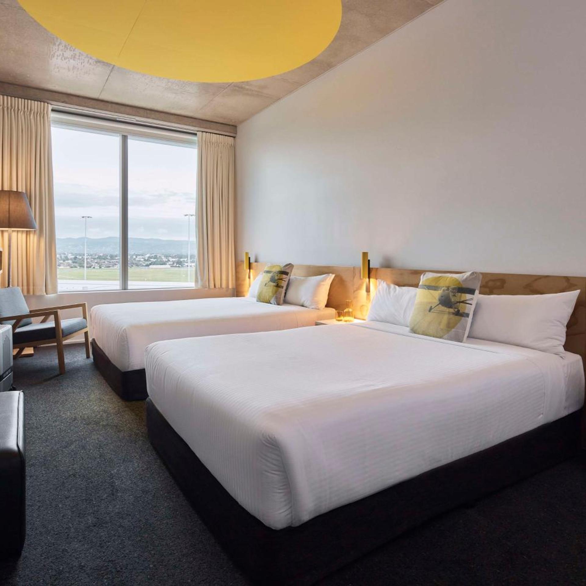 Room, Twin Beds, Runway View