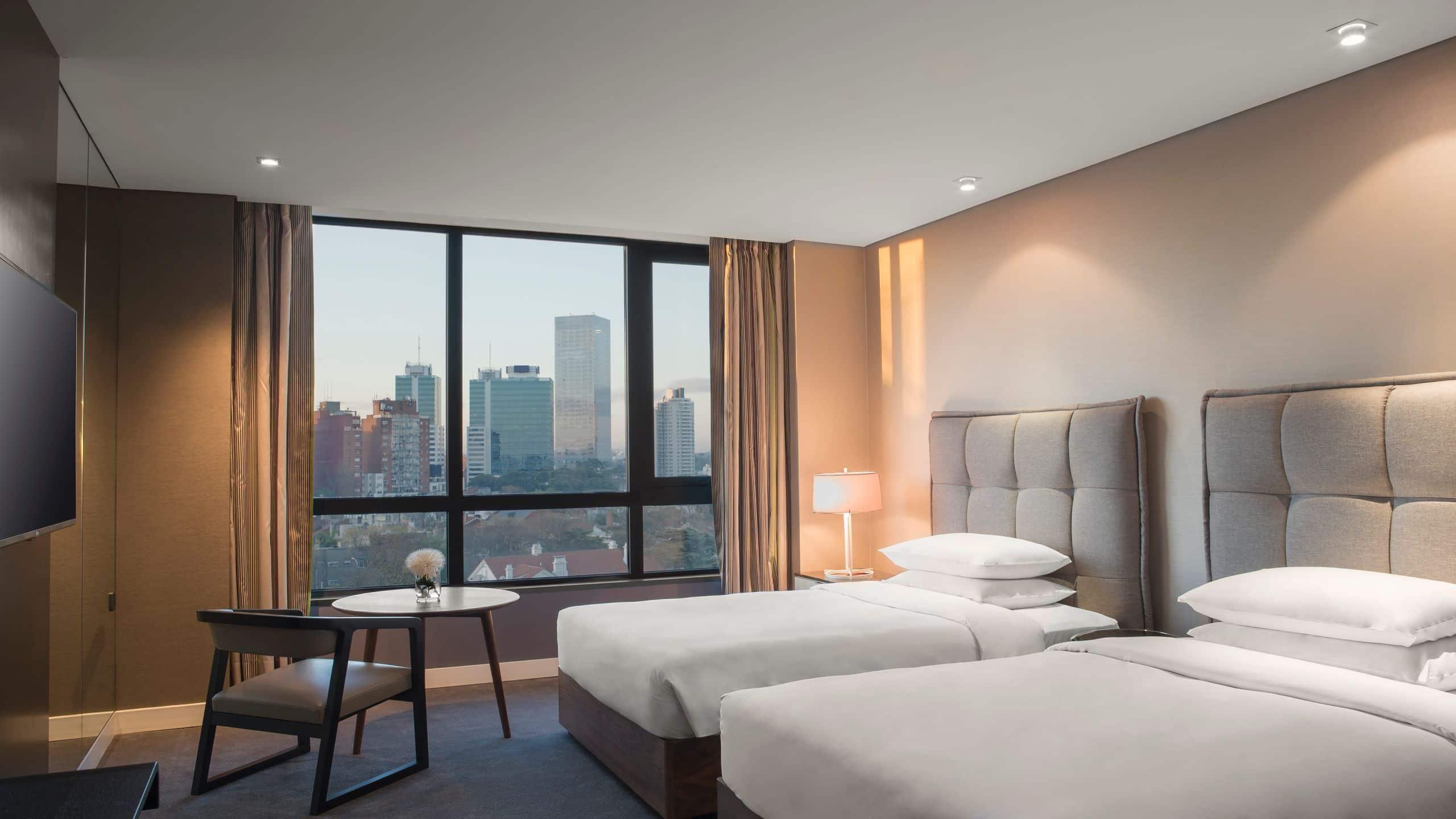 Room, Twin Beds, City View