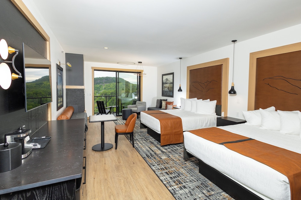 Elite, Studio, 2 Queen Beds, Partial Lake View, Sofa