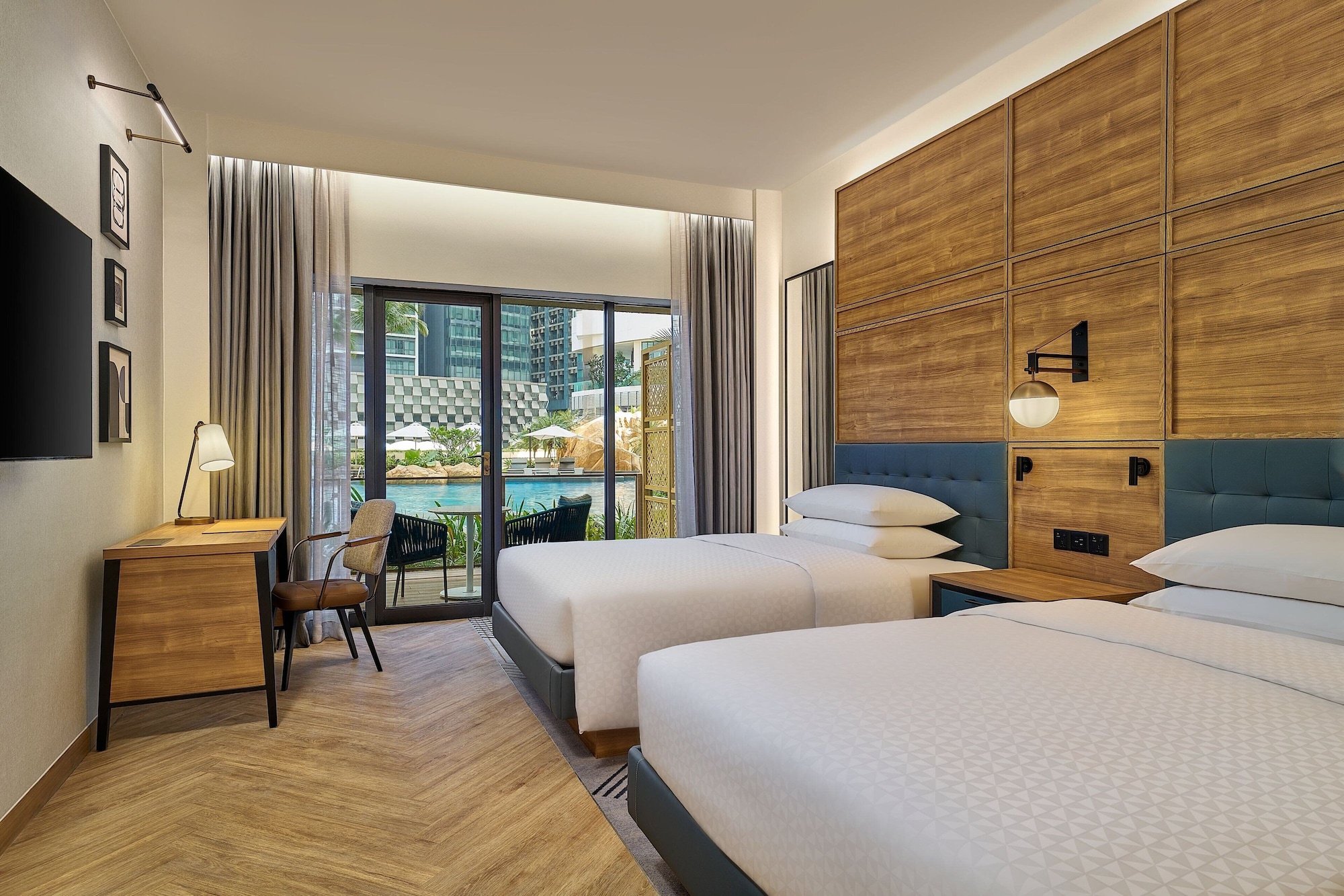 Room, 2 Double Beds, Pool View, Pool Access