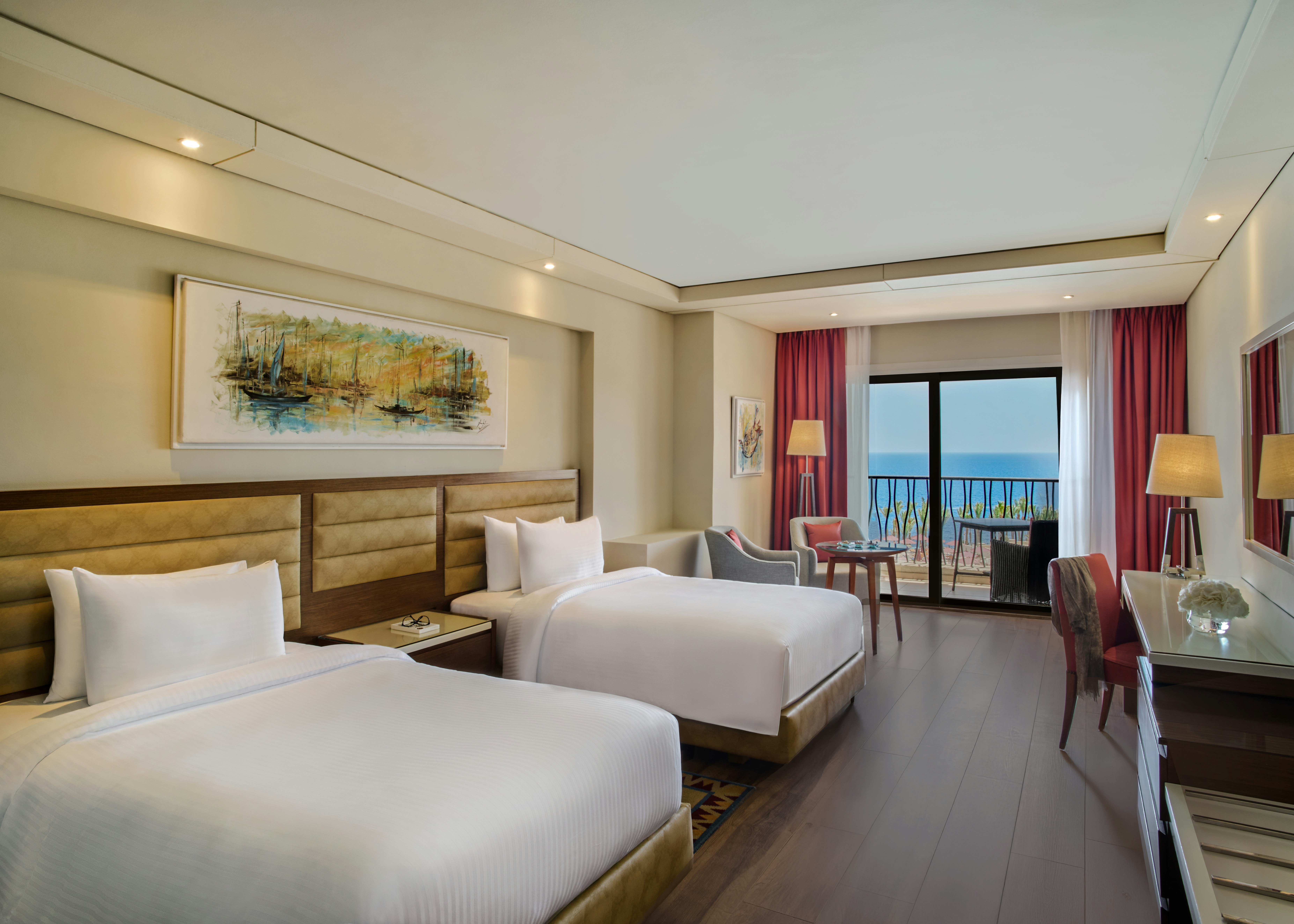 Panoramic, Twin Beds, Pool and Sea View